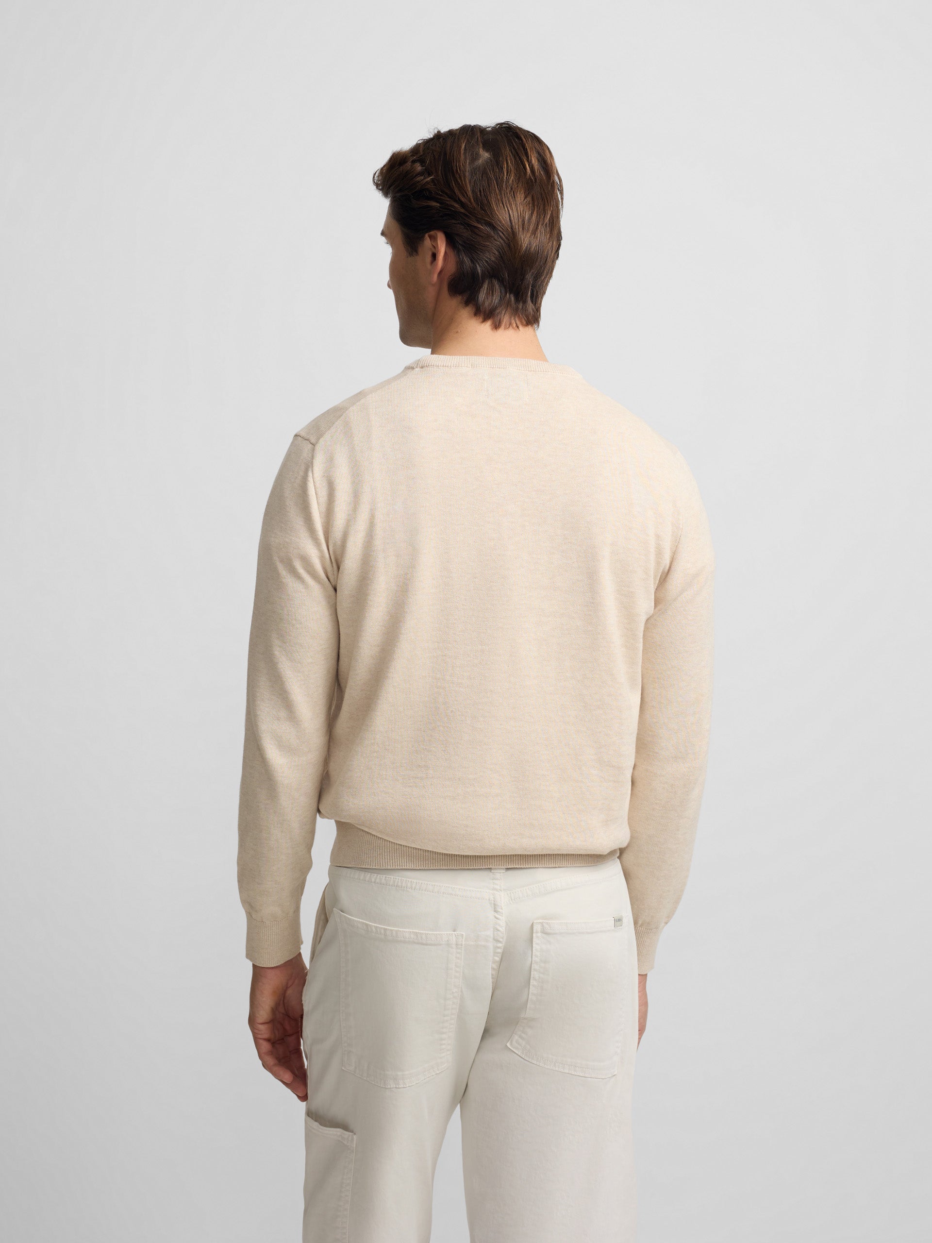 Jersey liso cuello caja crema