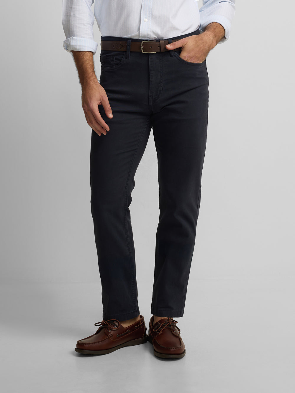 Calças desportivas cinco bolsos azul navy
