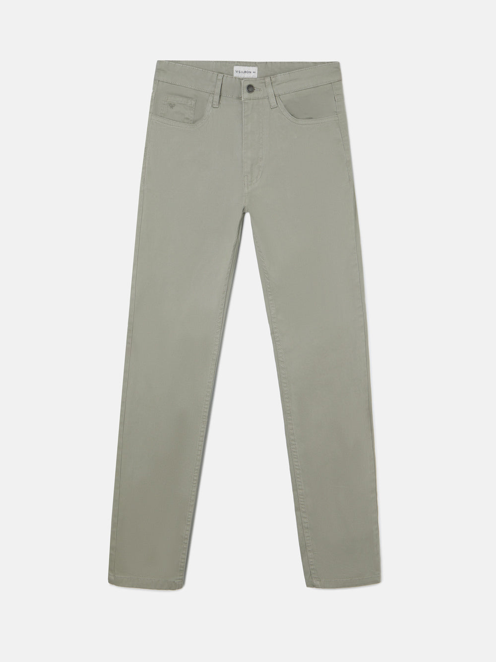 Medium green five-pocket sports trousers