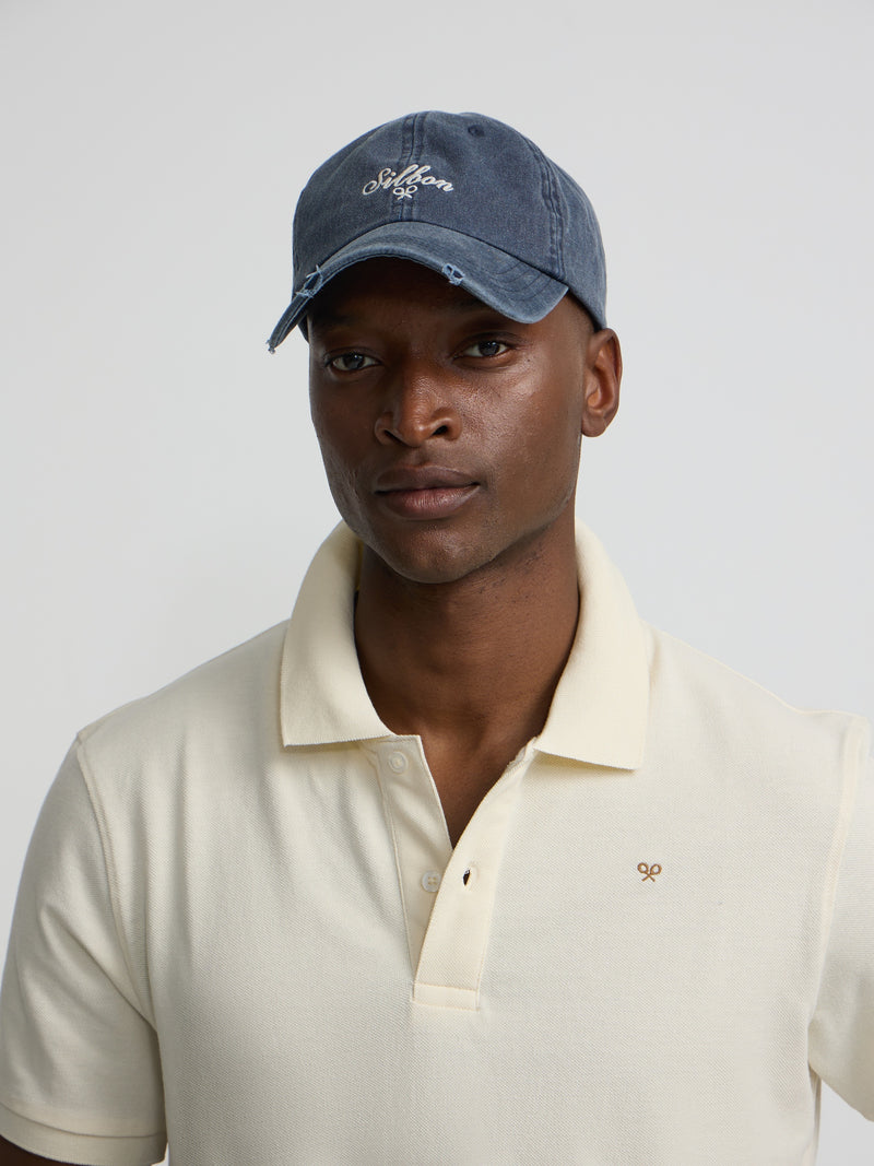 Silbon blue denim style cap