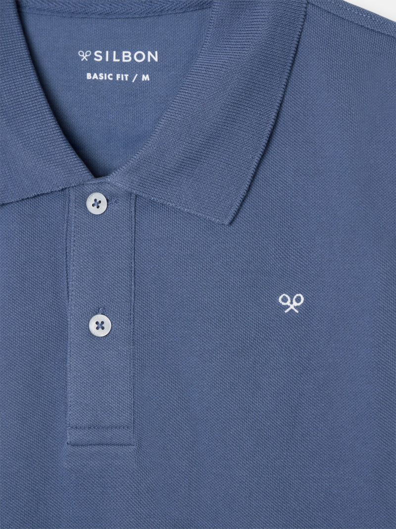 Polo clássico liso azul índigo