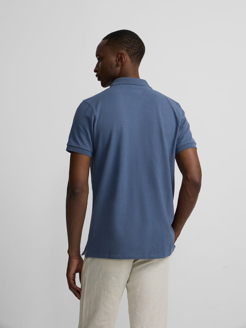 Polo clássico liso azul índigo