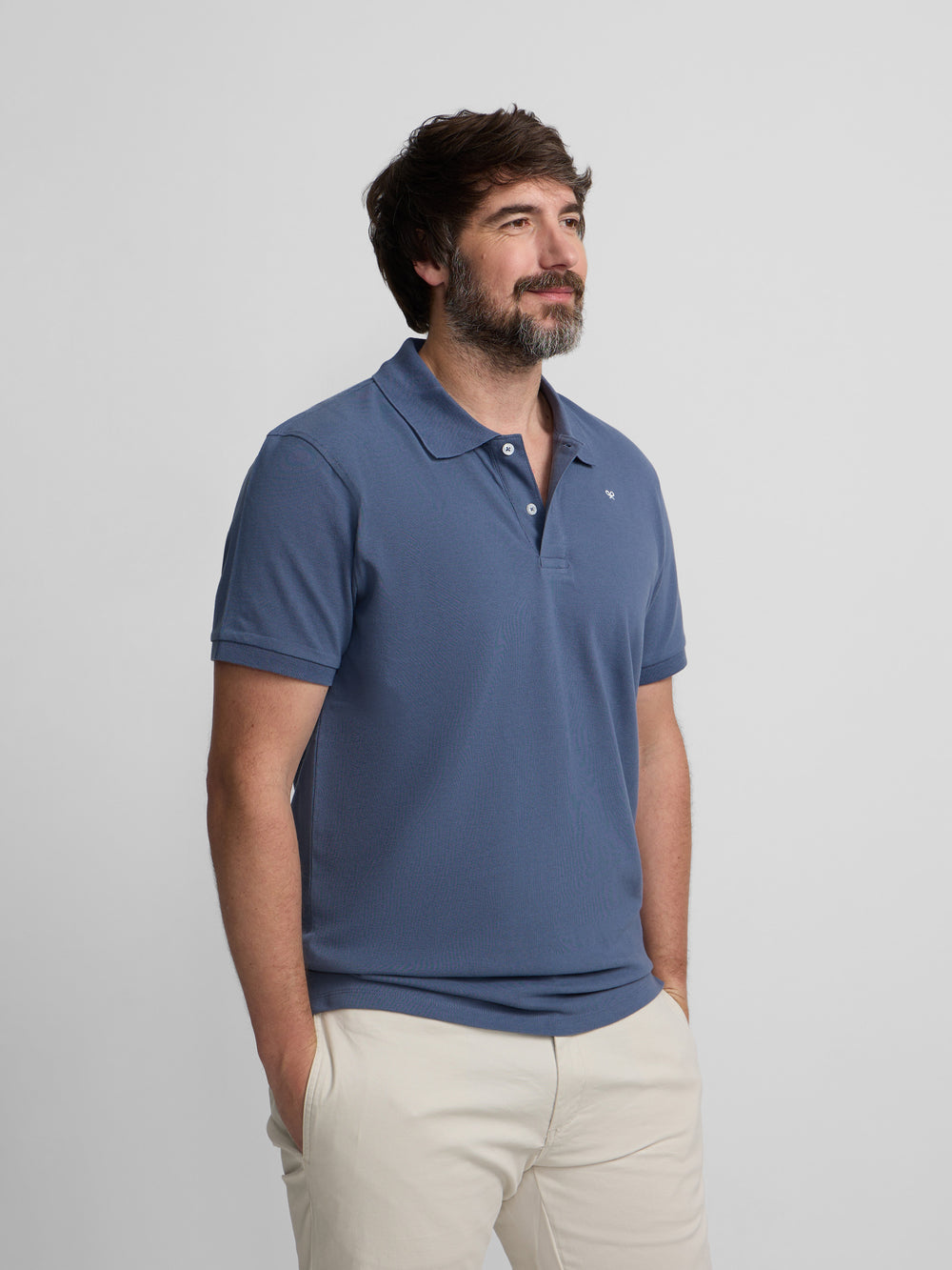 Polo clasico liso azul indigo