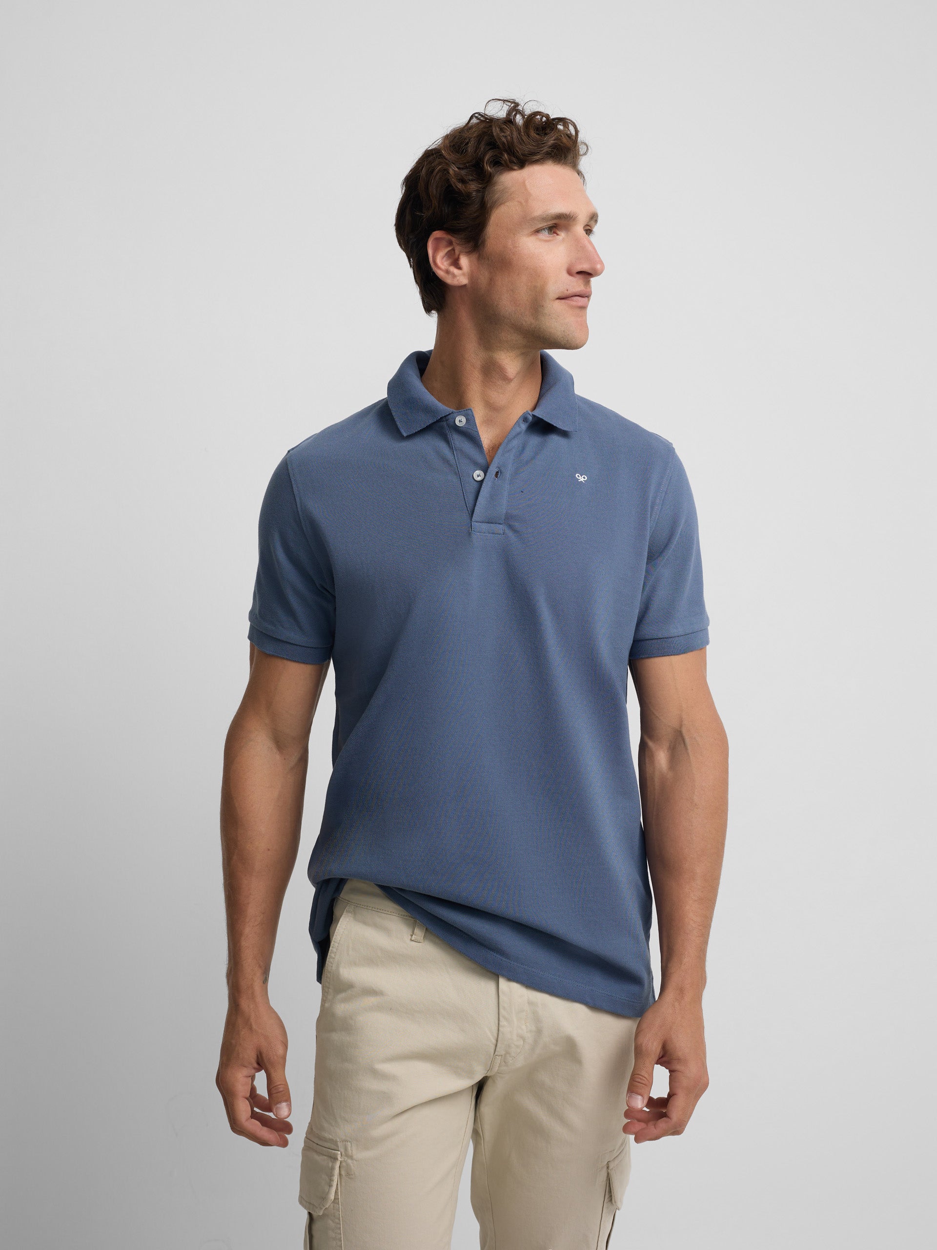 Polo clasico liso azul indigo