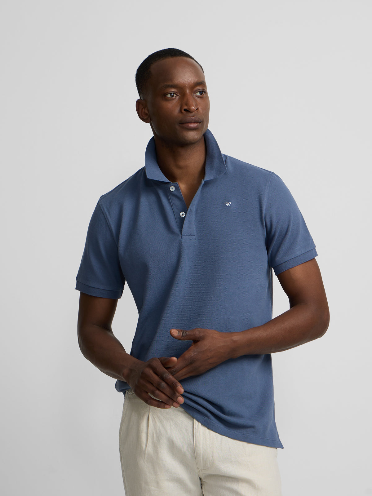 Polo clássico liso azul índigo