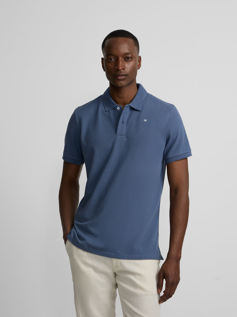 Polo clássico liso azul índigo