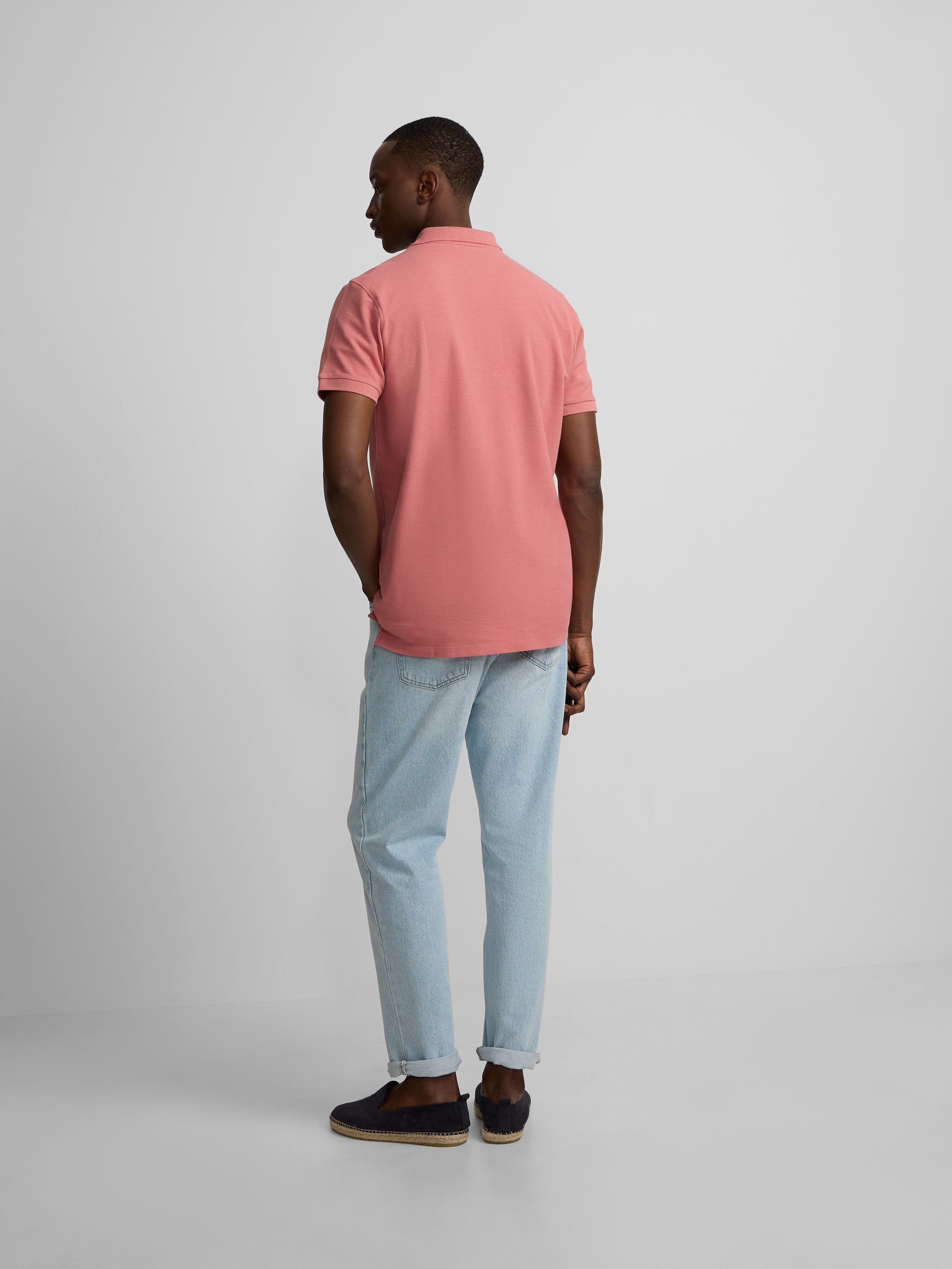 Classic plain coral polo