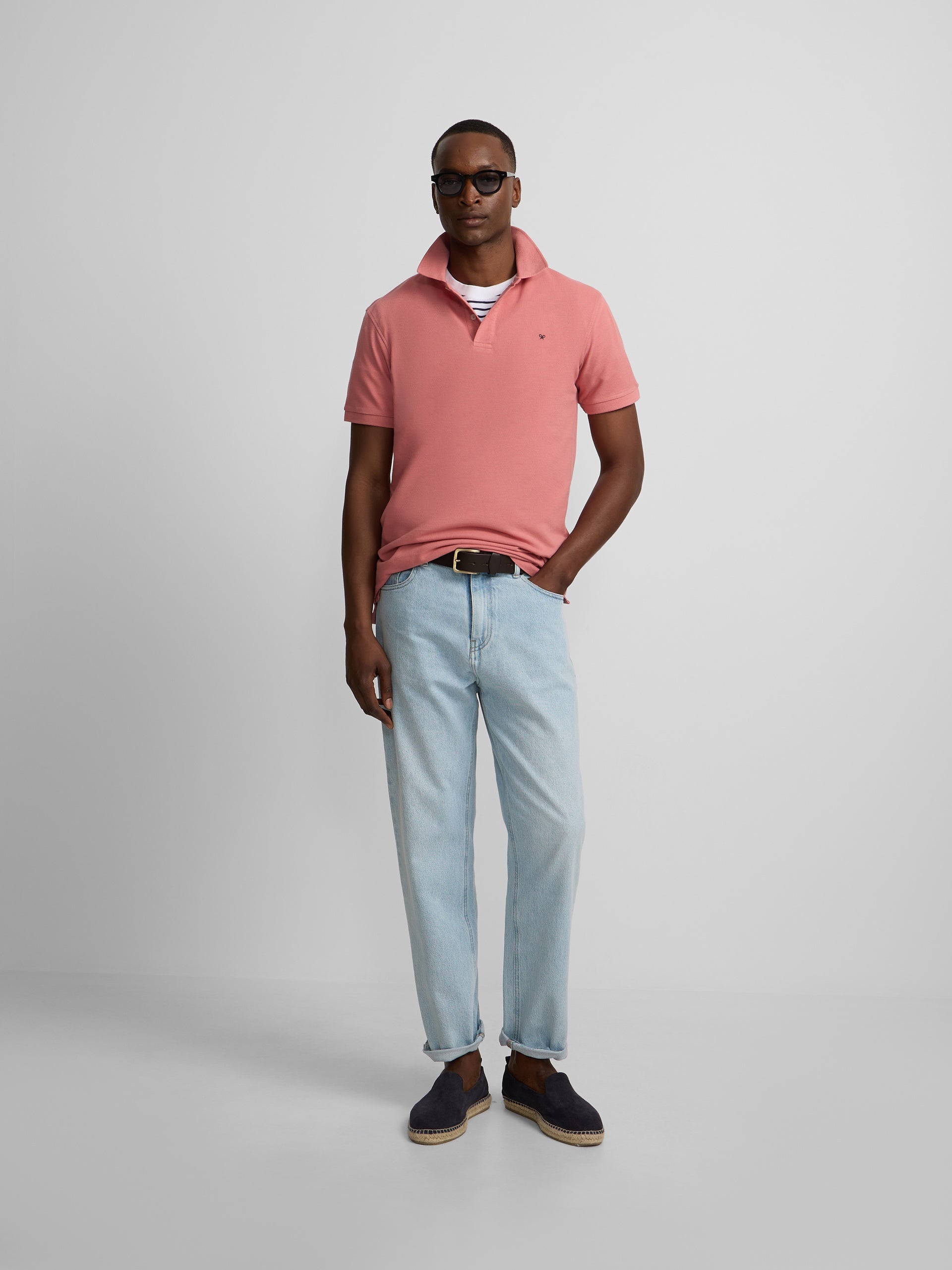 Classic plain coral polo