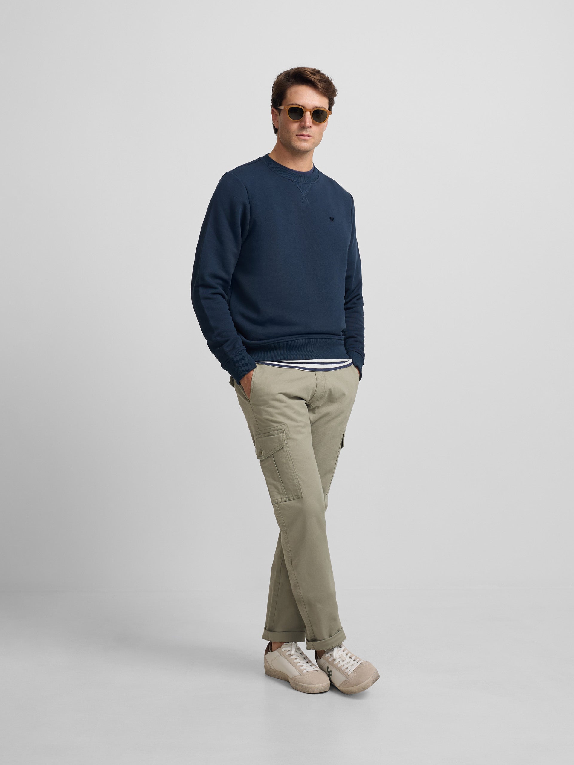 Silbon mini logo navy blue terry cloth sweatshirt