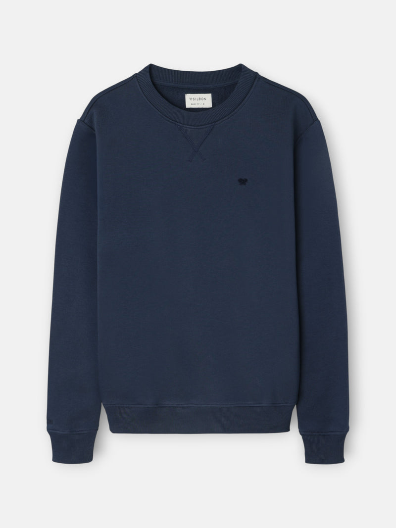 Silbon navy blue sweatshirt with mini terry logo