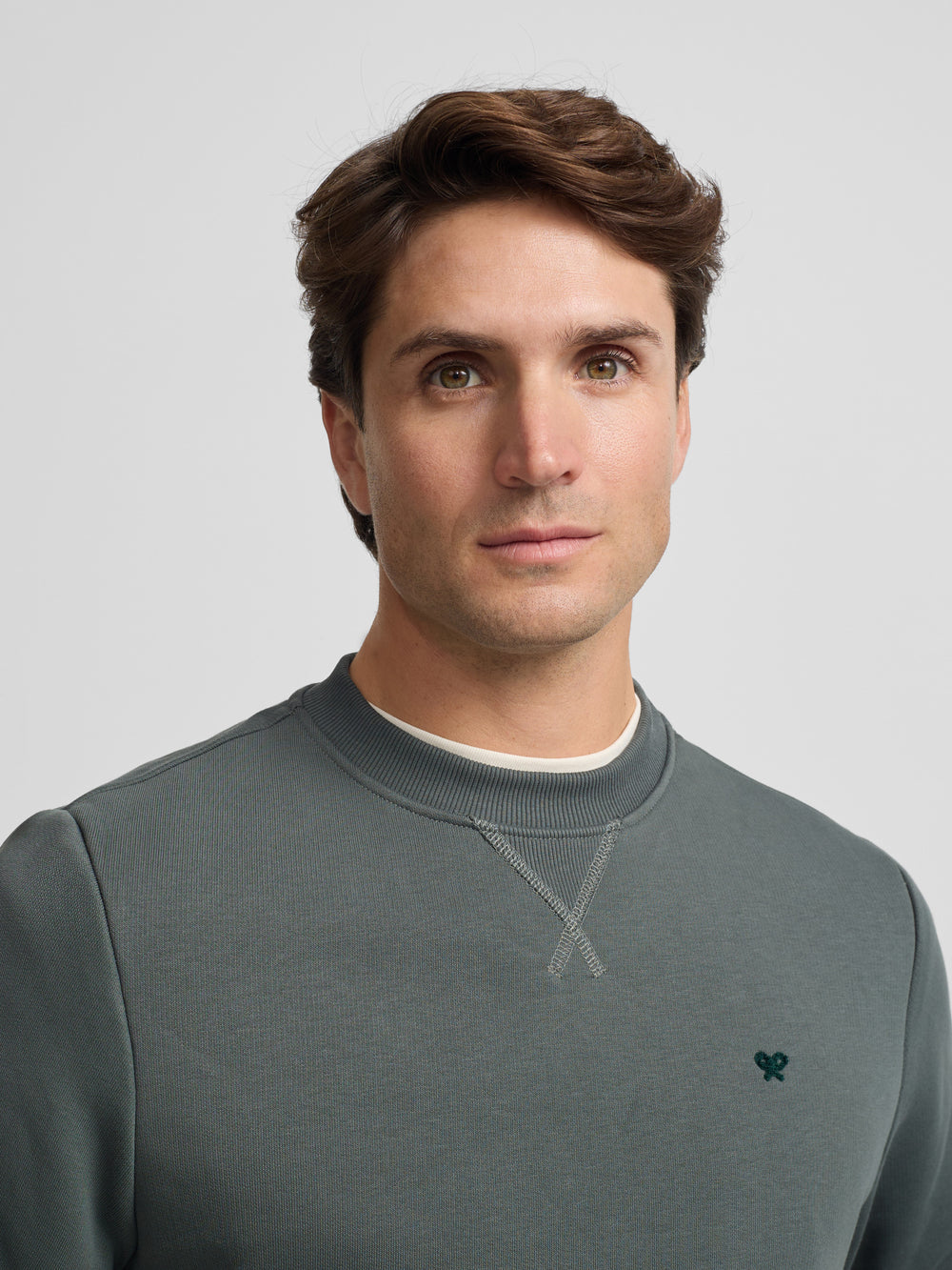 Silbon mini logo dark green terry cloth sweatshirt