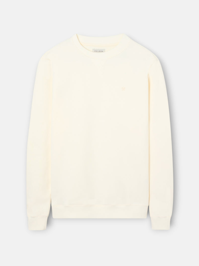 Silbon sweatshirt with mini terry logo in cream
