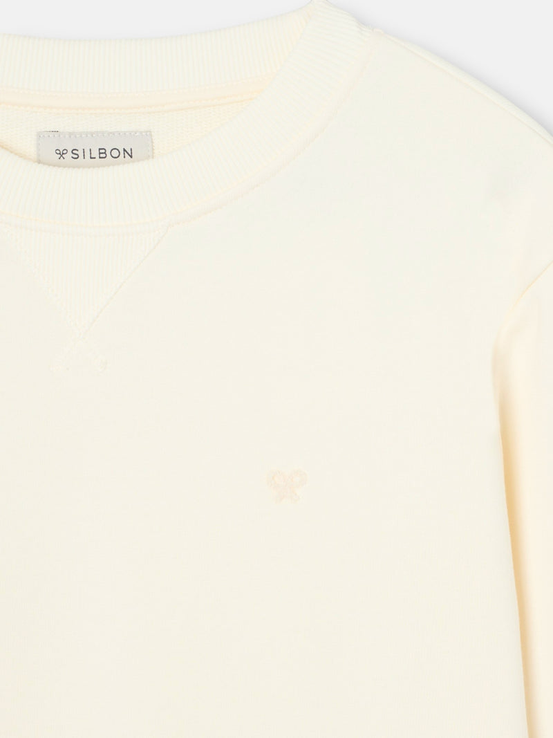 Silbon sweatshirt with mini terry logo in cream