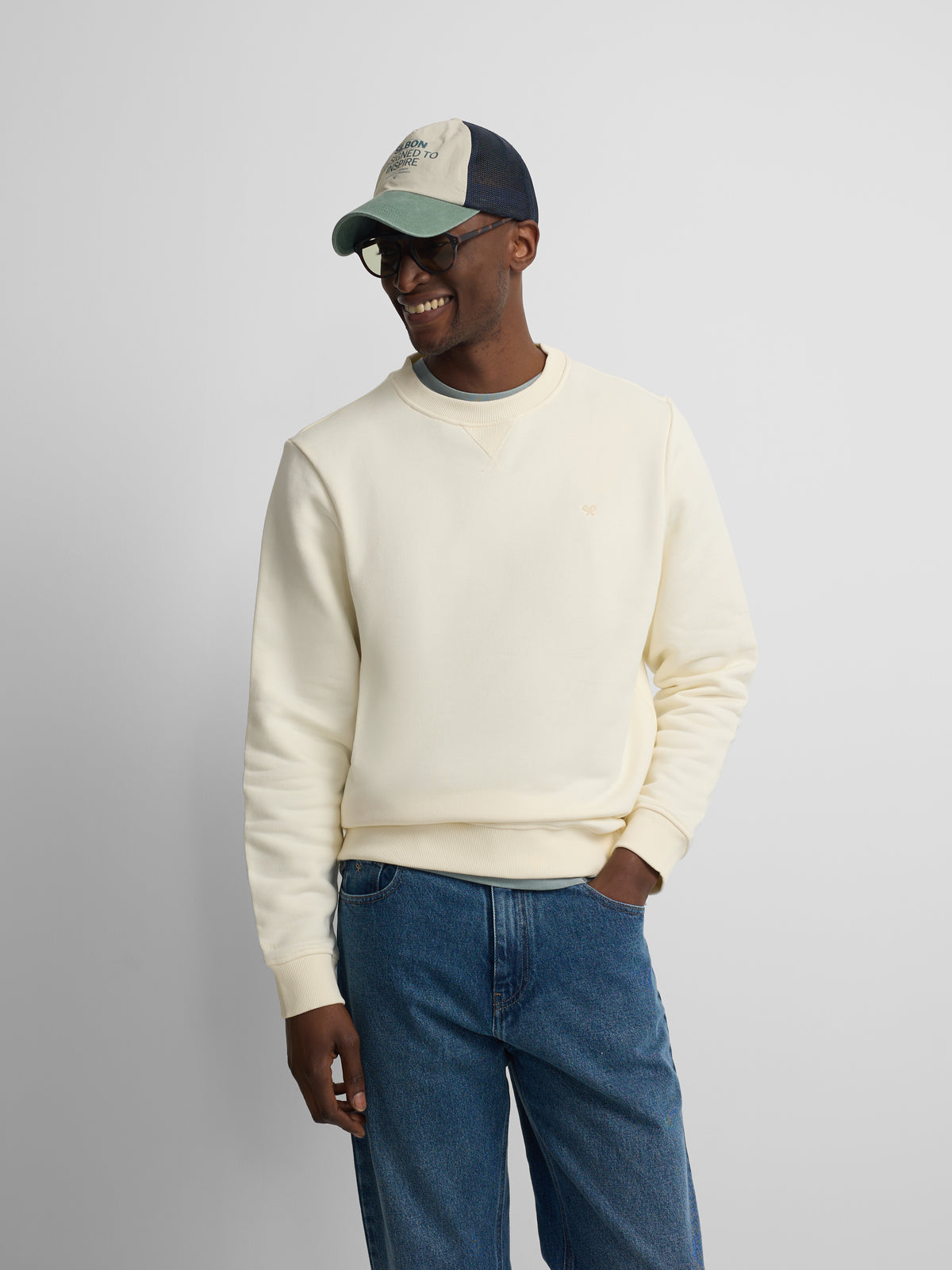 Sudadera Silbon minilogo rizo crema