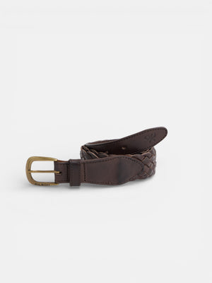 Cinturon trenzado piel marron