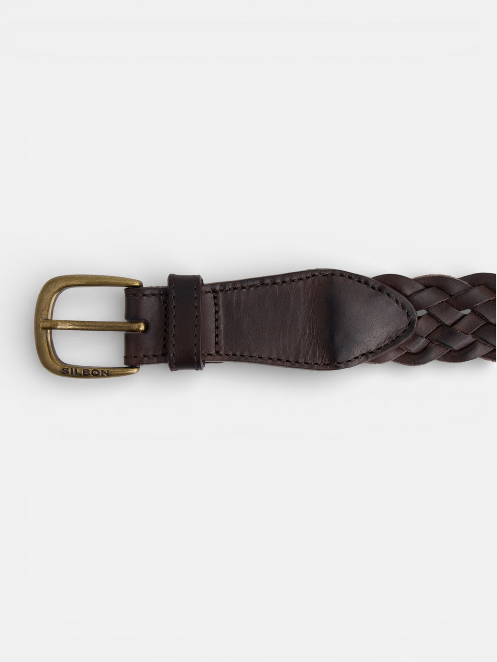 Brown leather braided belt