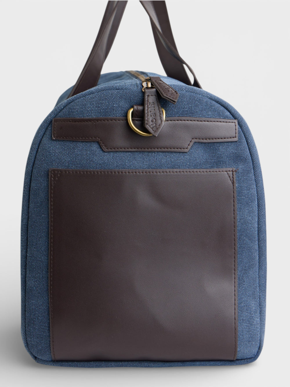 Mala de viagem com detalhe em pele azul-marinho