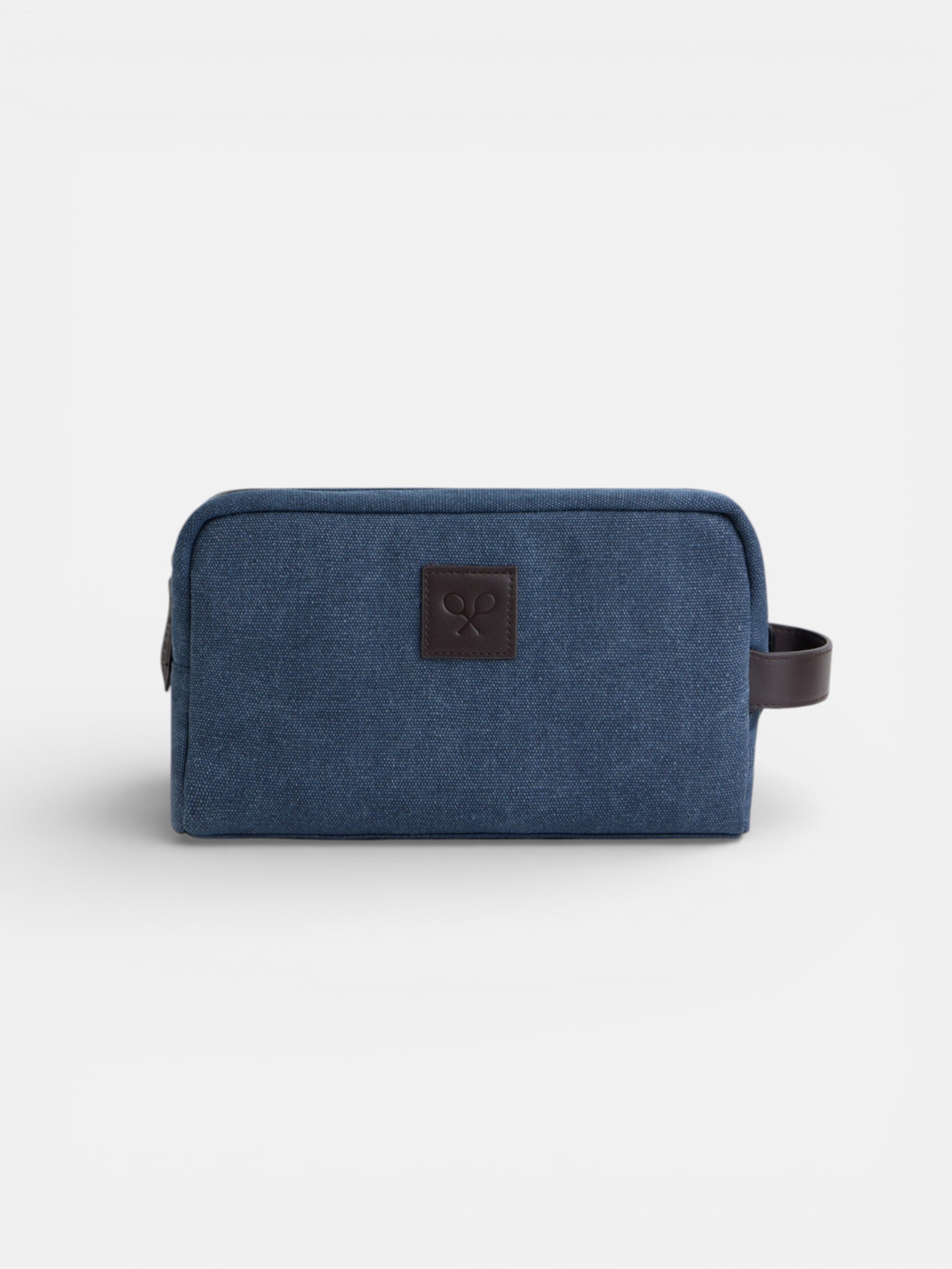 Necessaire detalhe em pele azul-marinho