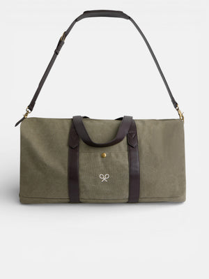 Green leather detail travel bag
