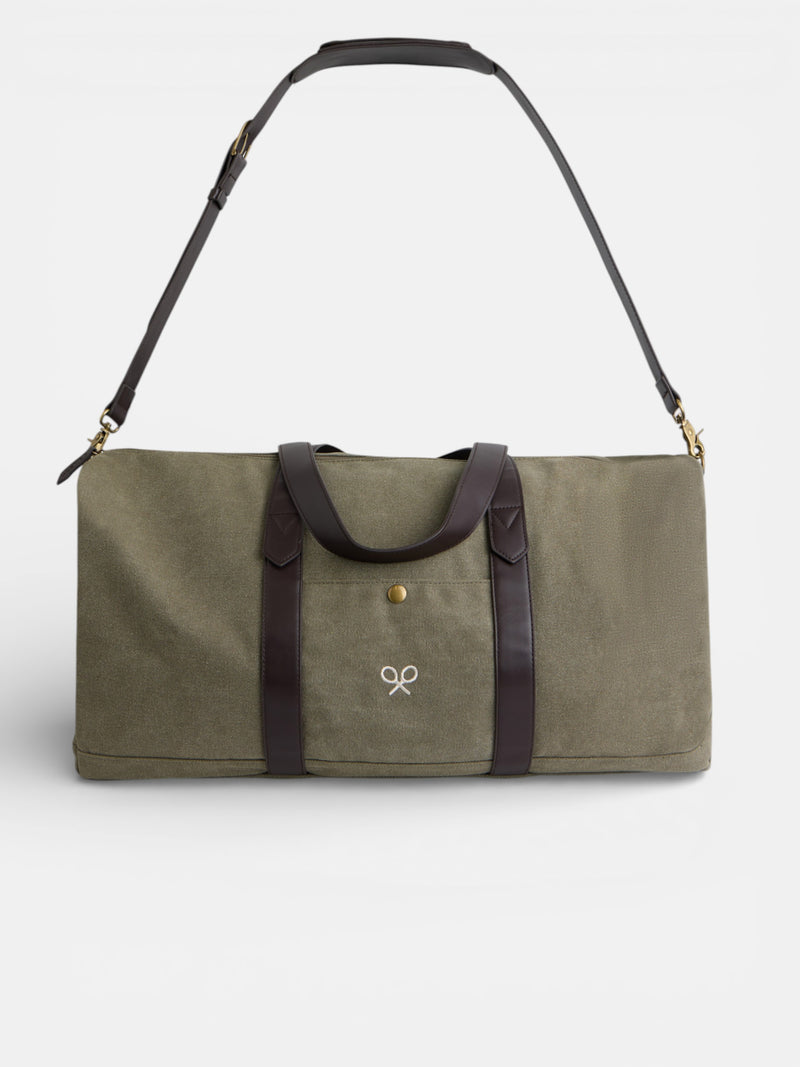 Green leather detail travel bag
