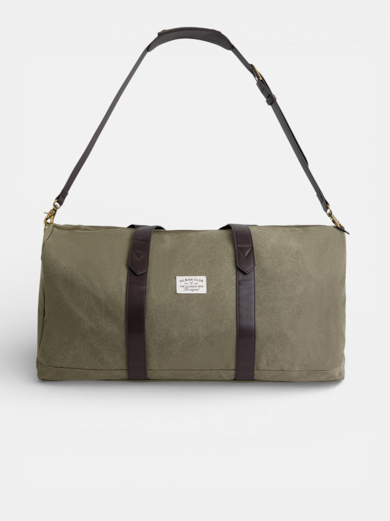 Green leather detail travel bag