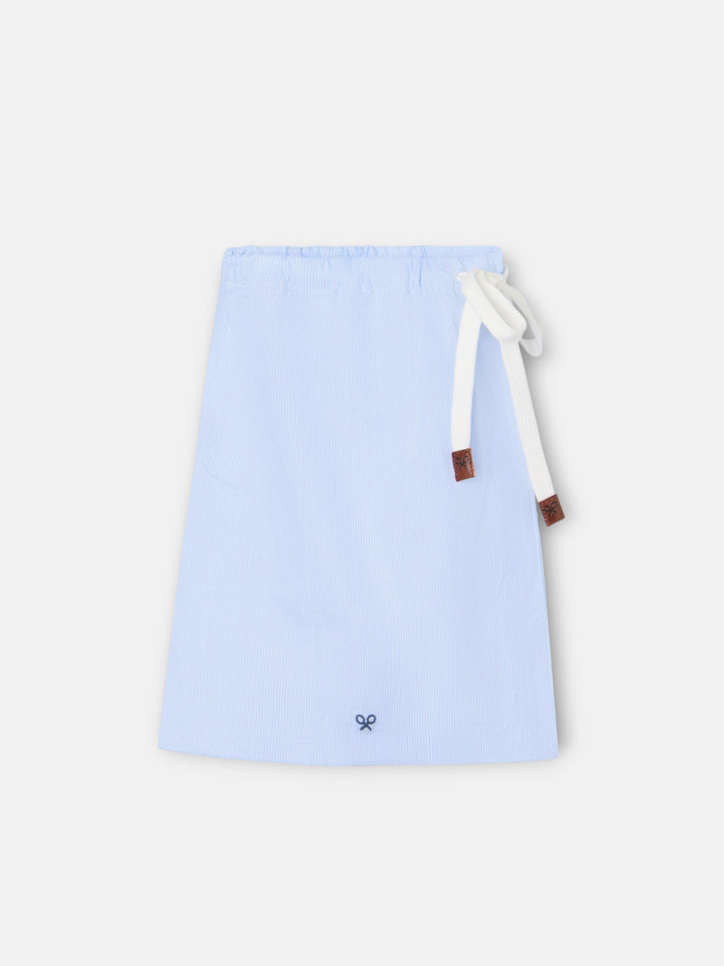 Short pajamas with navy blue striped pocket