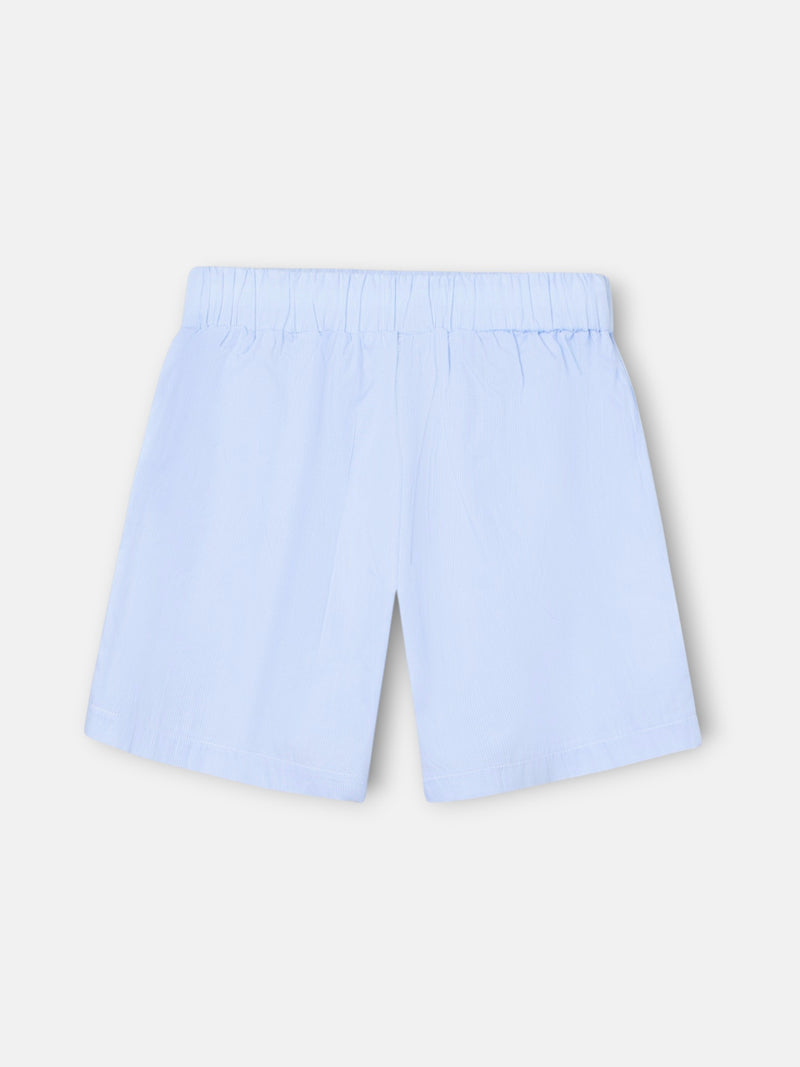 Short pajamas with navy blue striped pocket