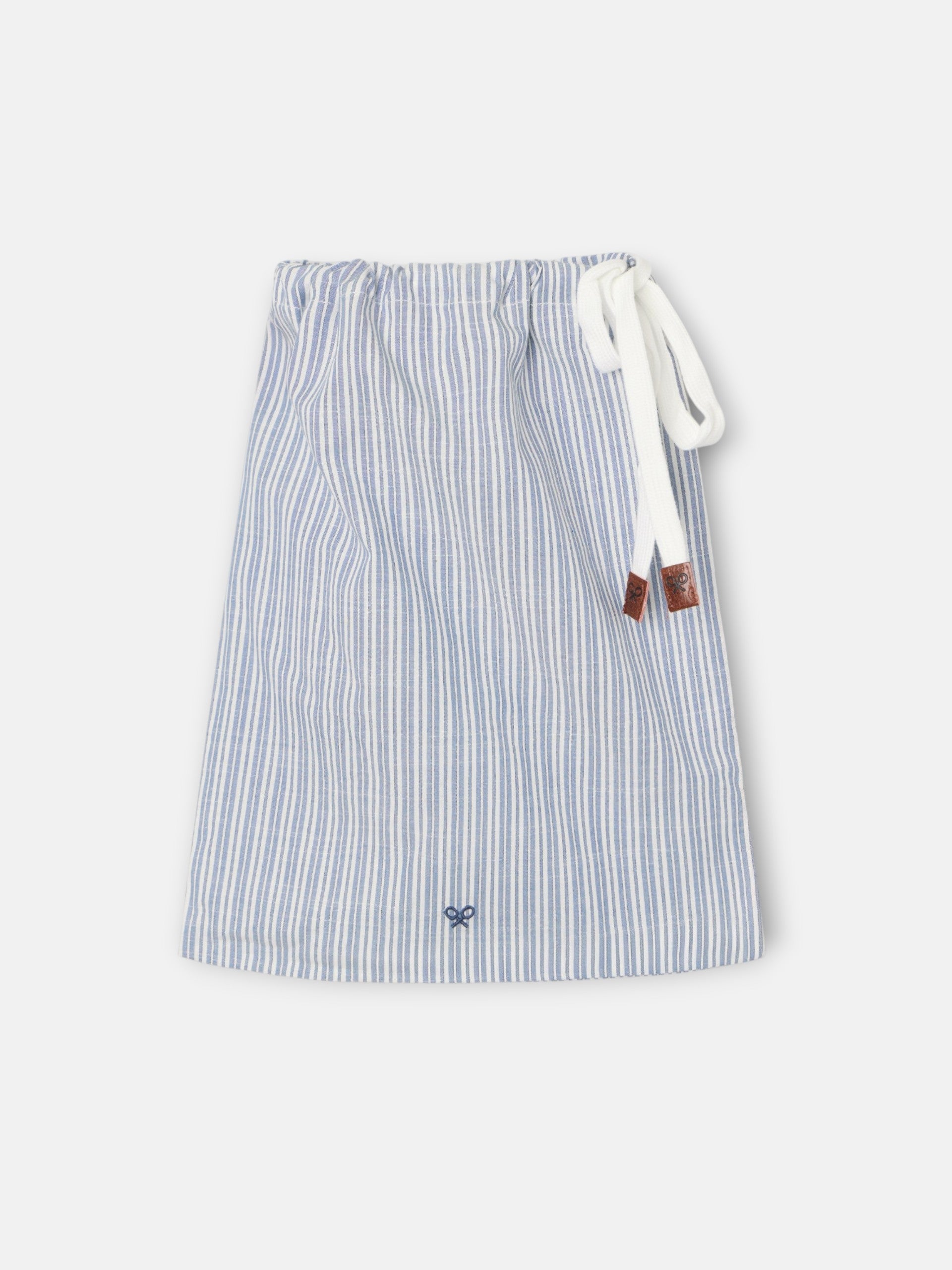 Pijama corto bolsillo rayas azul gris