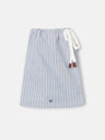 Short pajamas with blue and gray striped pocket