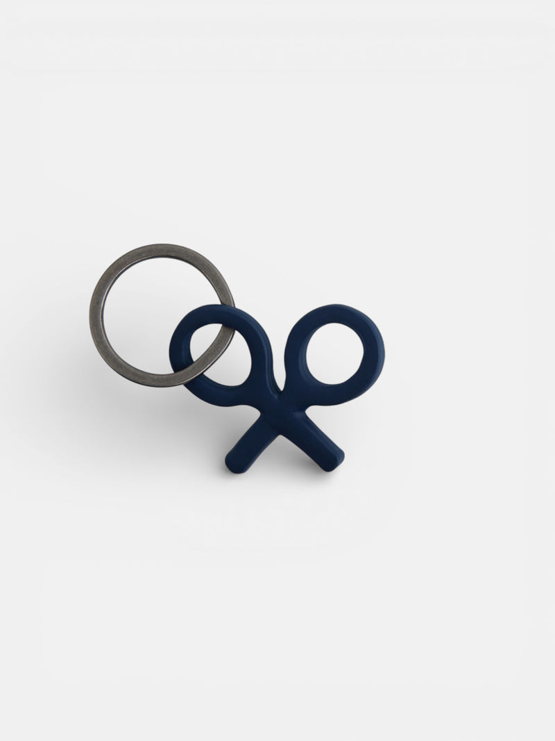 Blue leather racket keychain