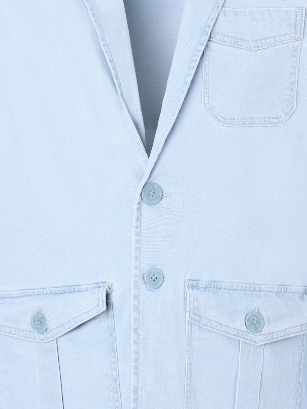 Light blue denim semi-blazer with pockets