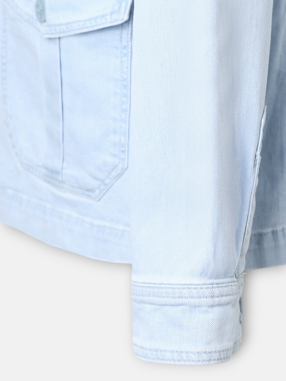 Light blue denim semi-blazer with pockets