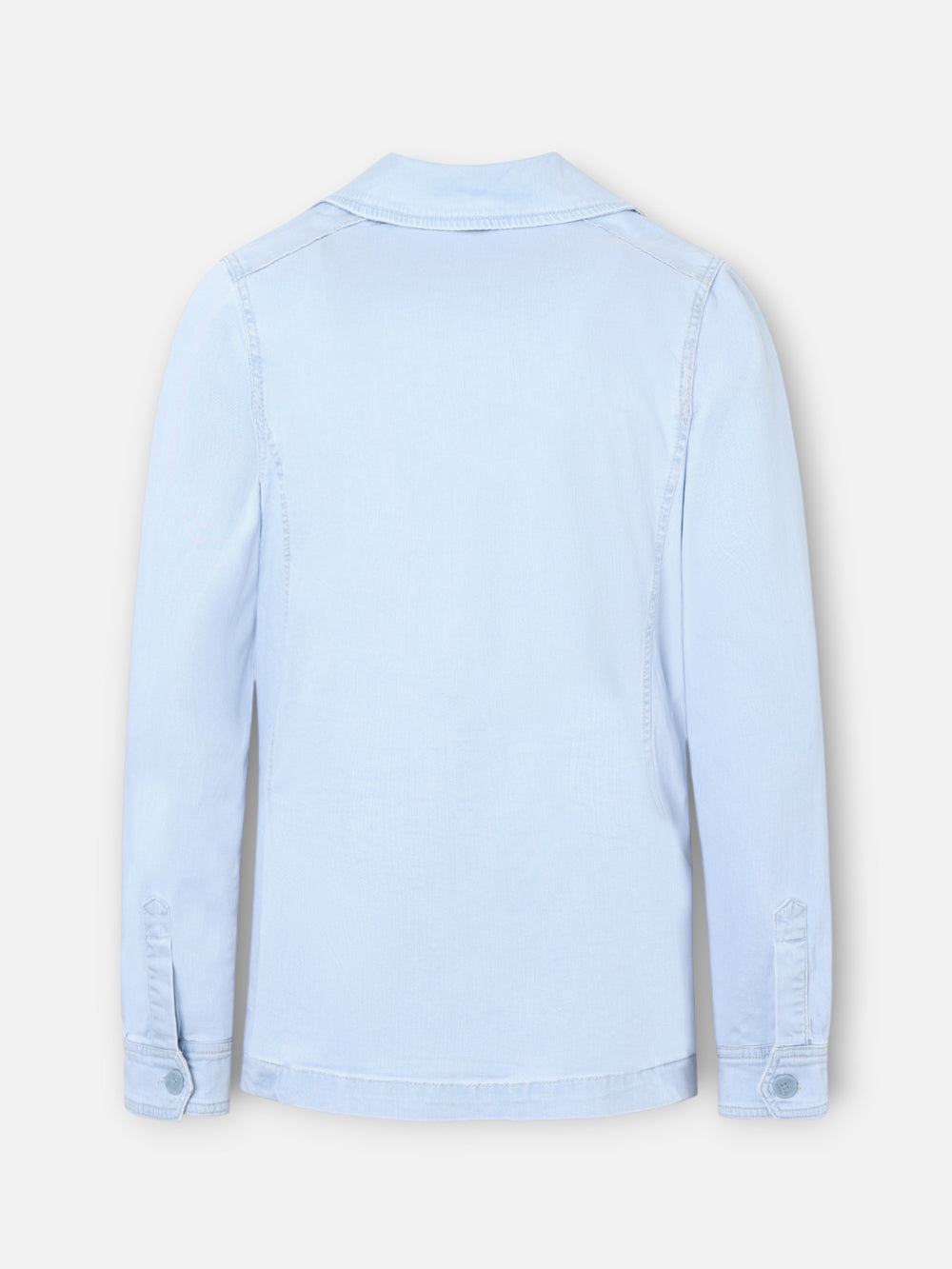 Light blue denim semi-blazer with pockets