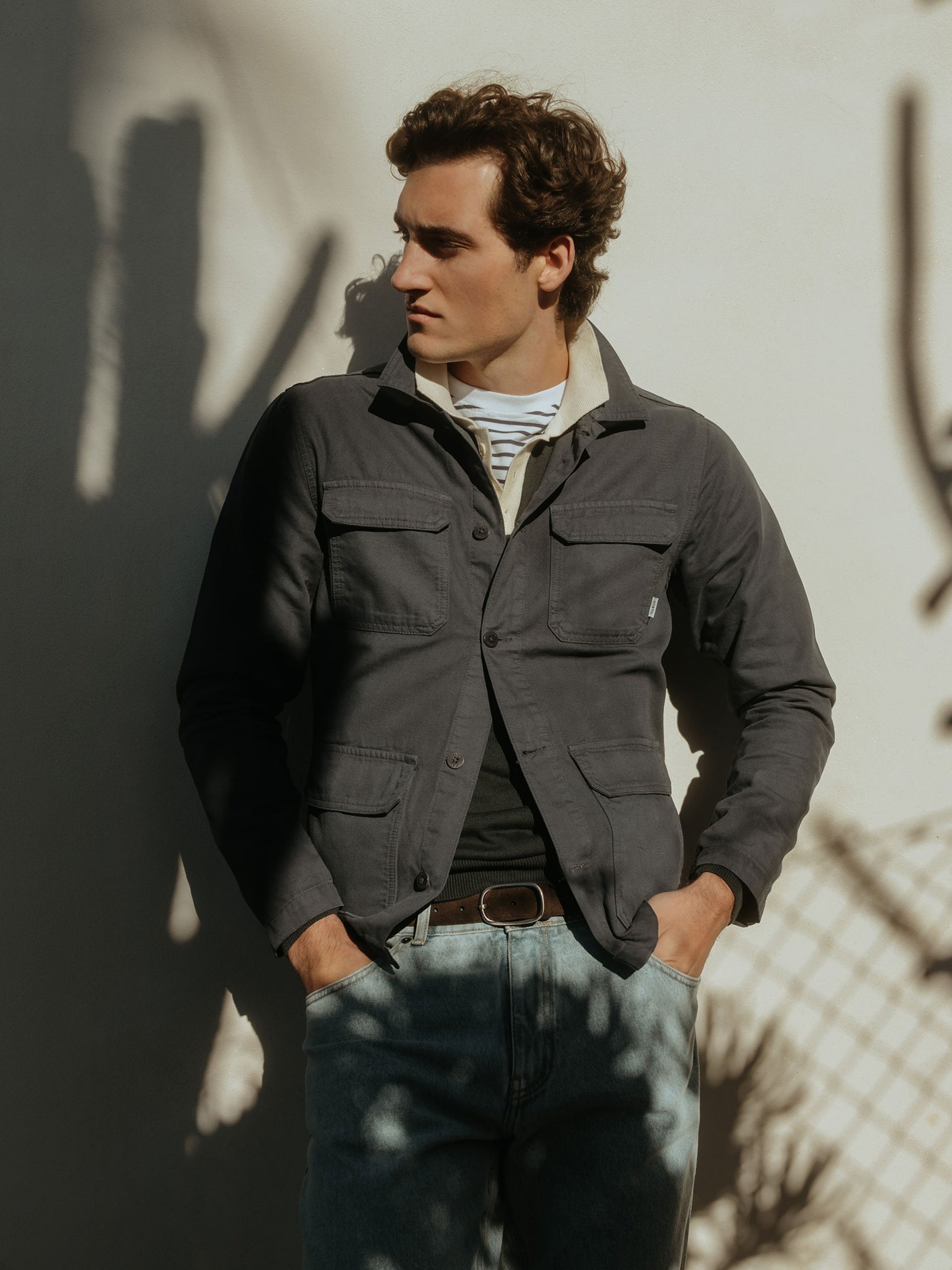 Navy blue cruise overshirt with pockets