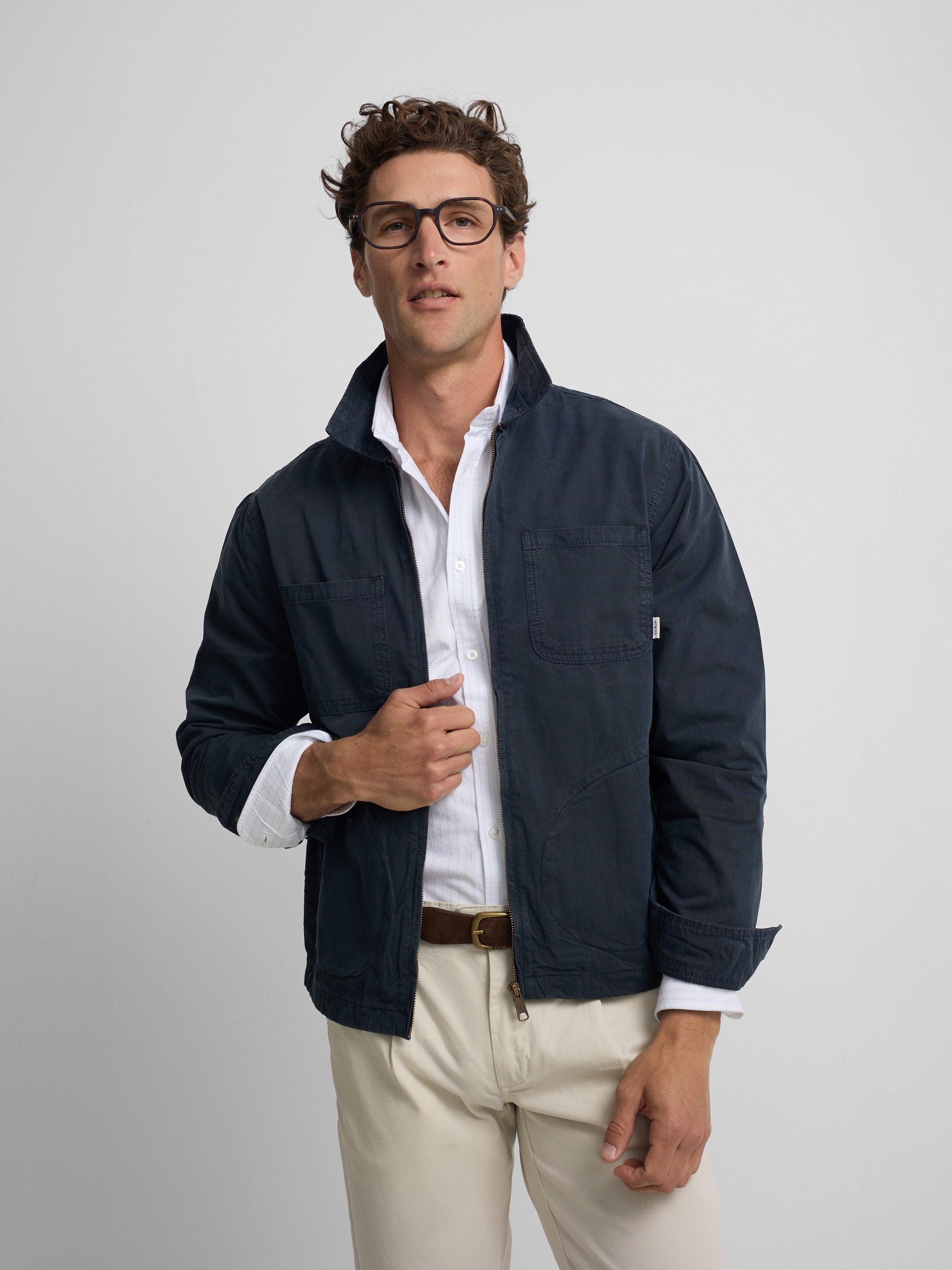 Navy blue Harrington collar jacket