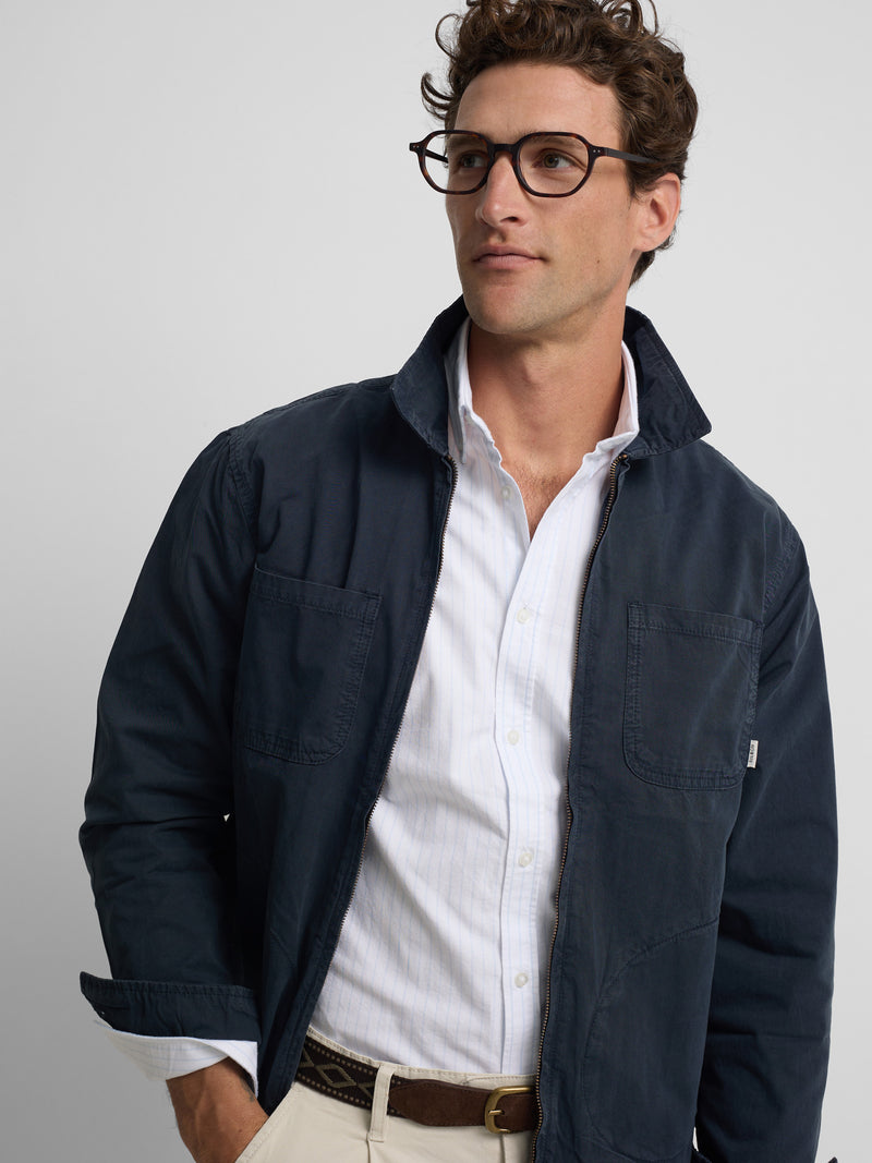 Navy blue Harrington collar jacket