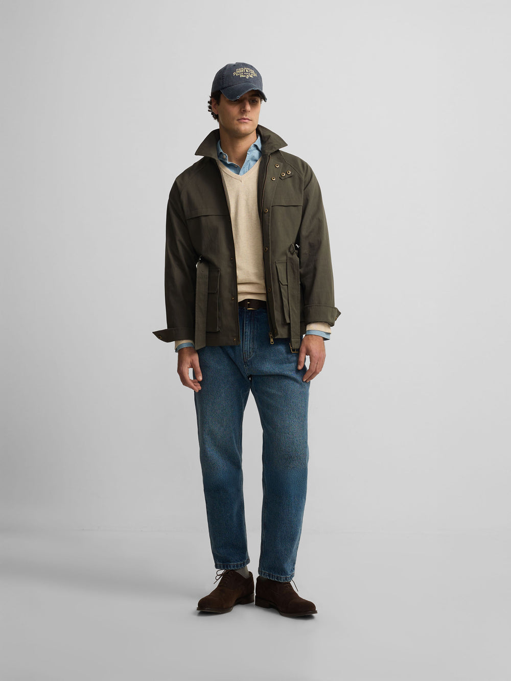 Veste décontractée avec ceinture verte