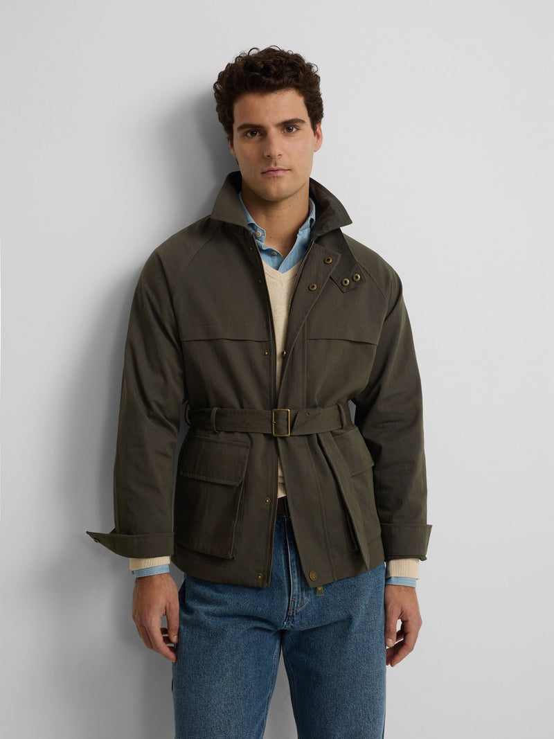 Green casual jacket with belt