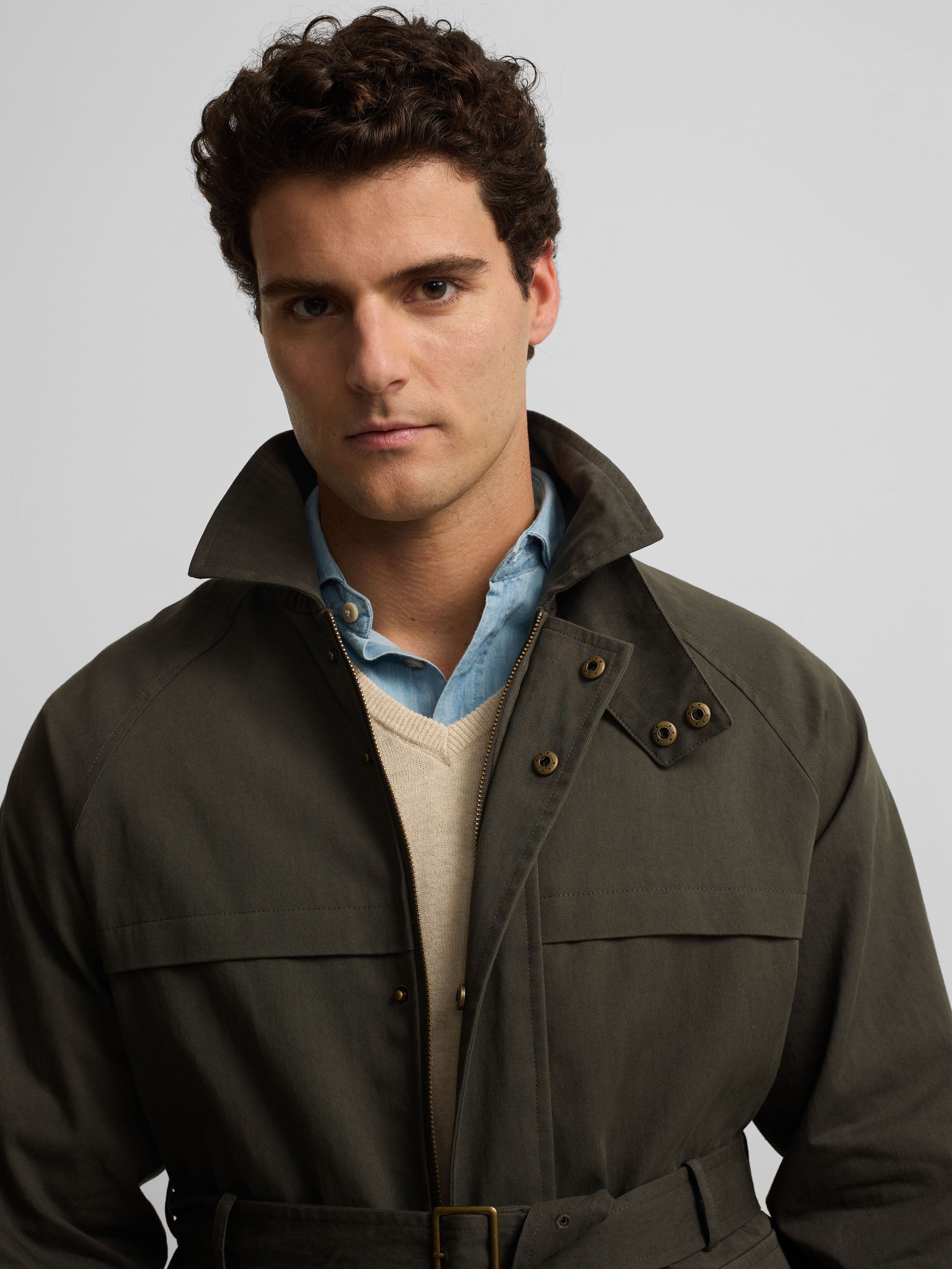 Chaqueta casual cinturon verde