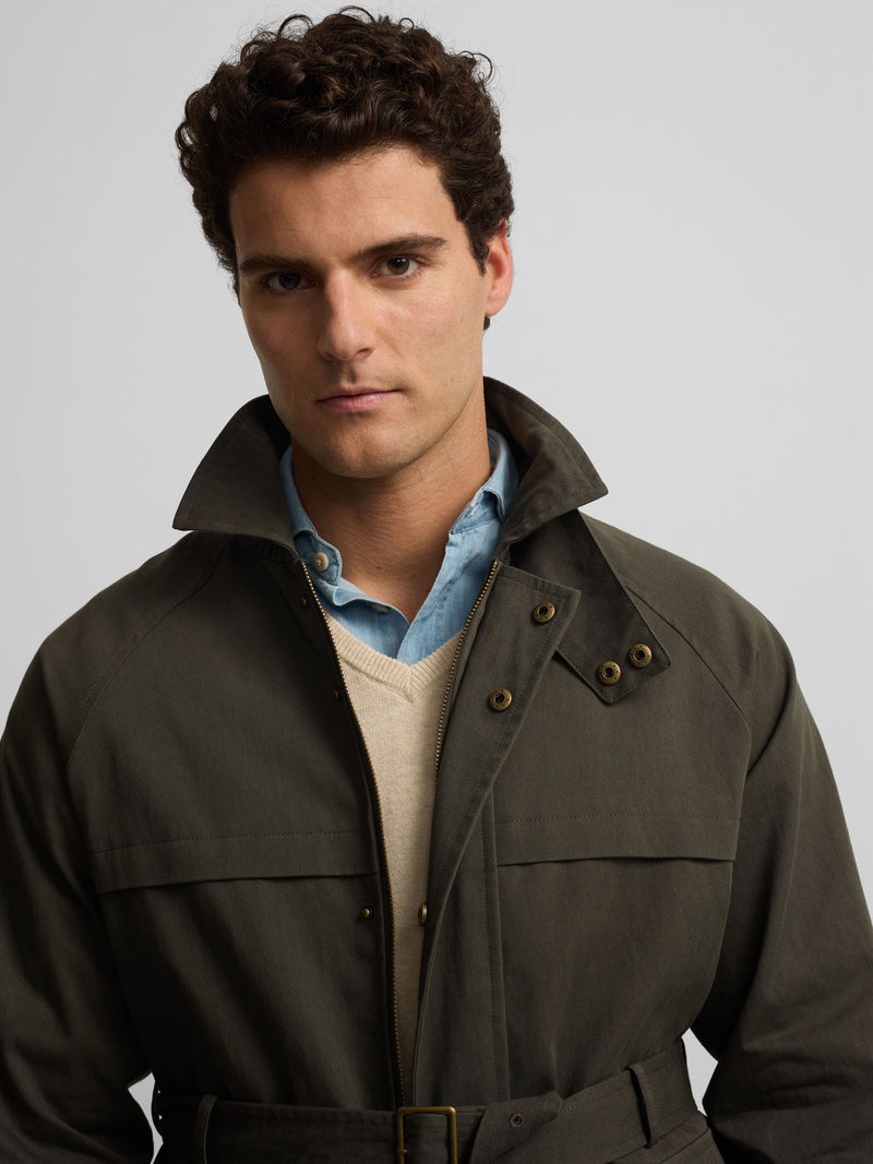 Green casual jacket with belt