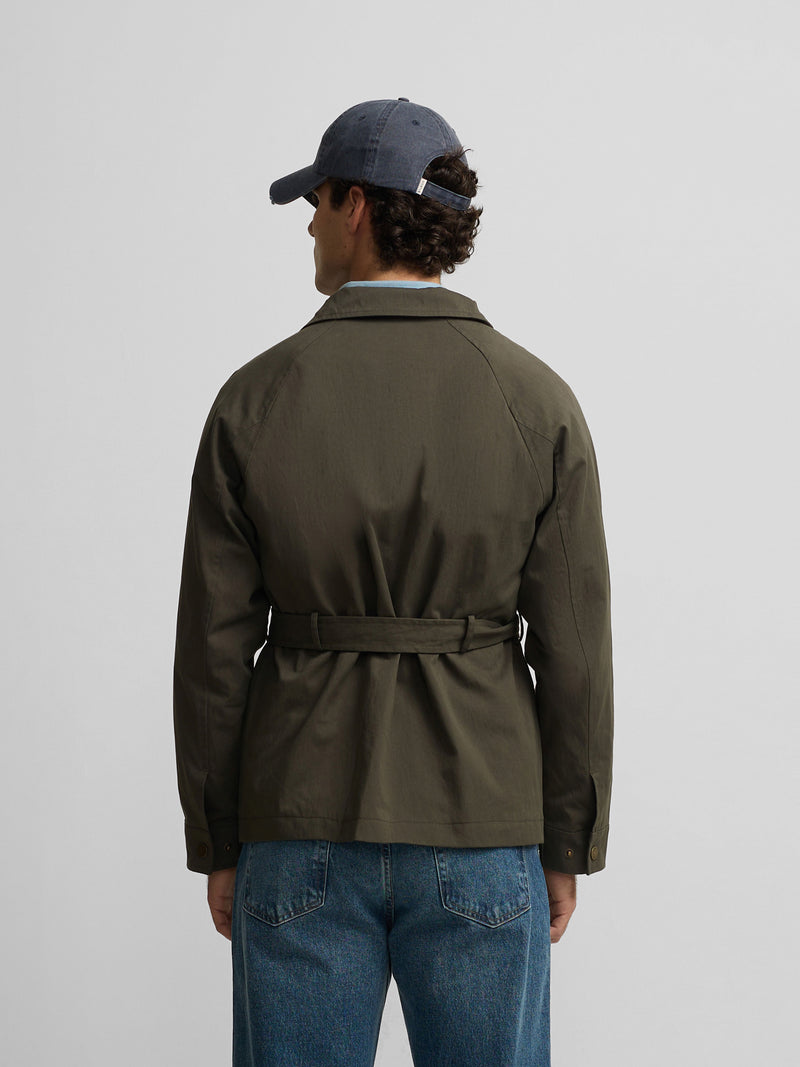 Green casual jacket with belt