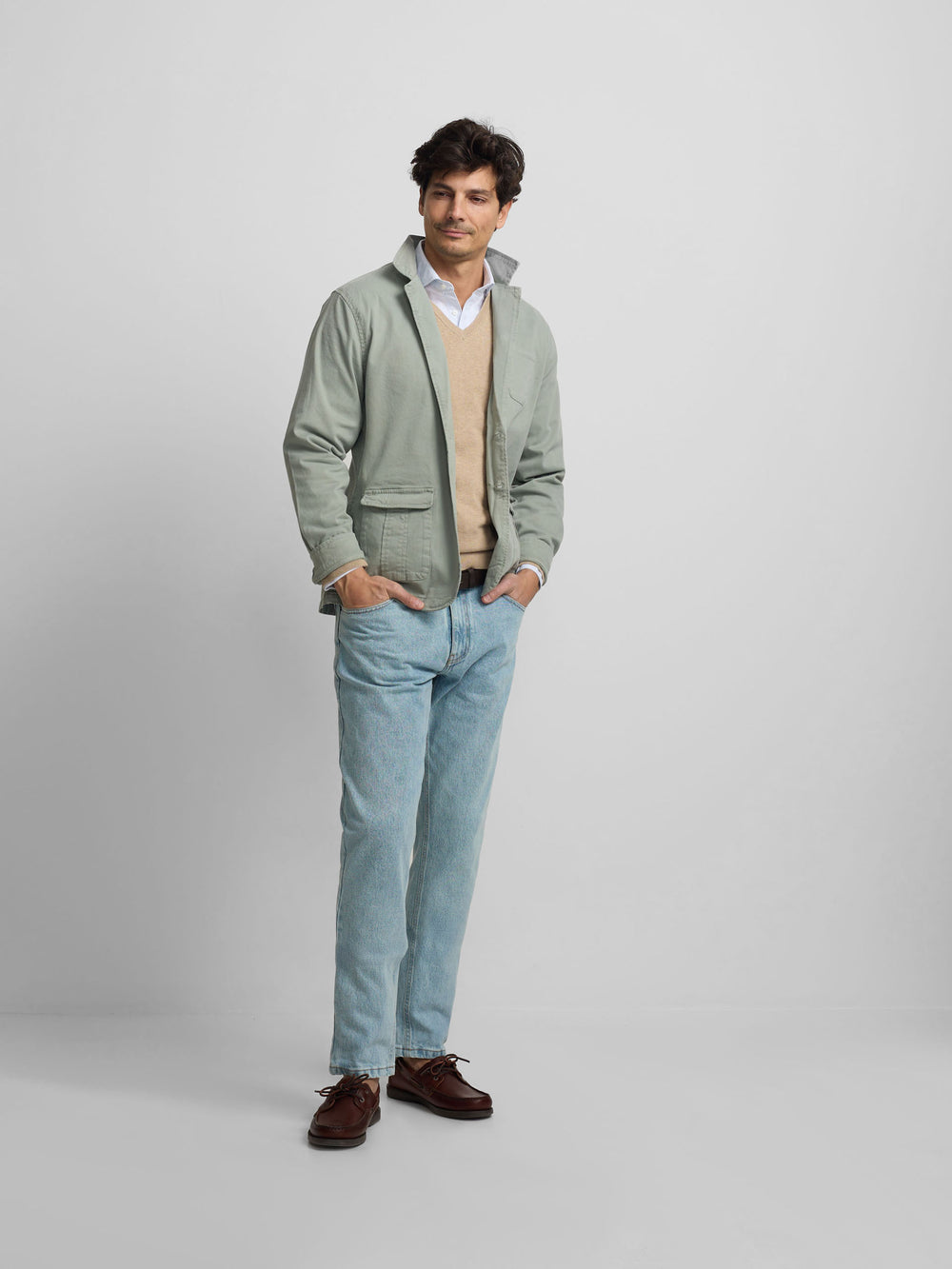 semi-blazer vert-gris