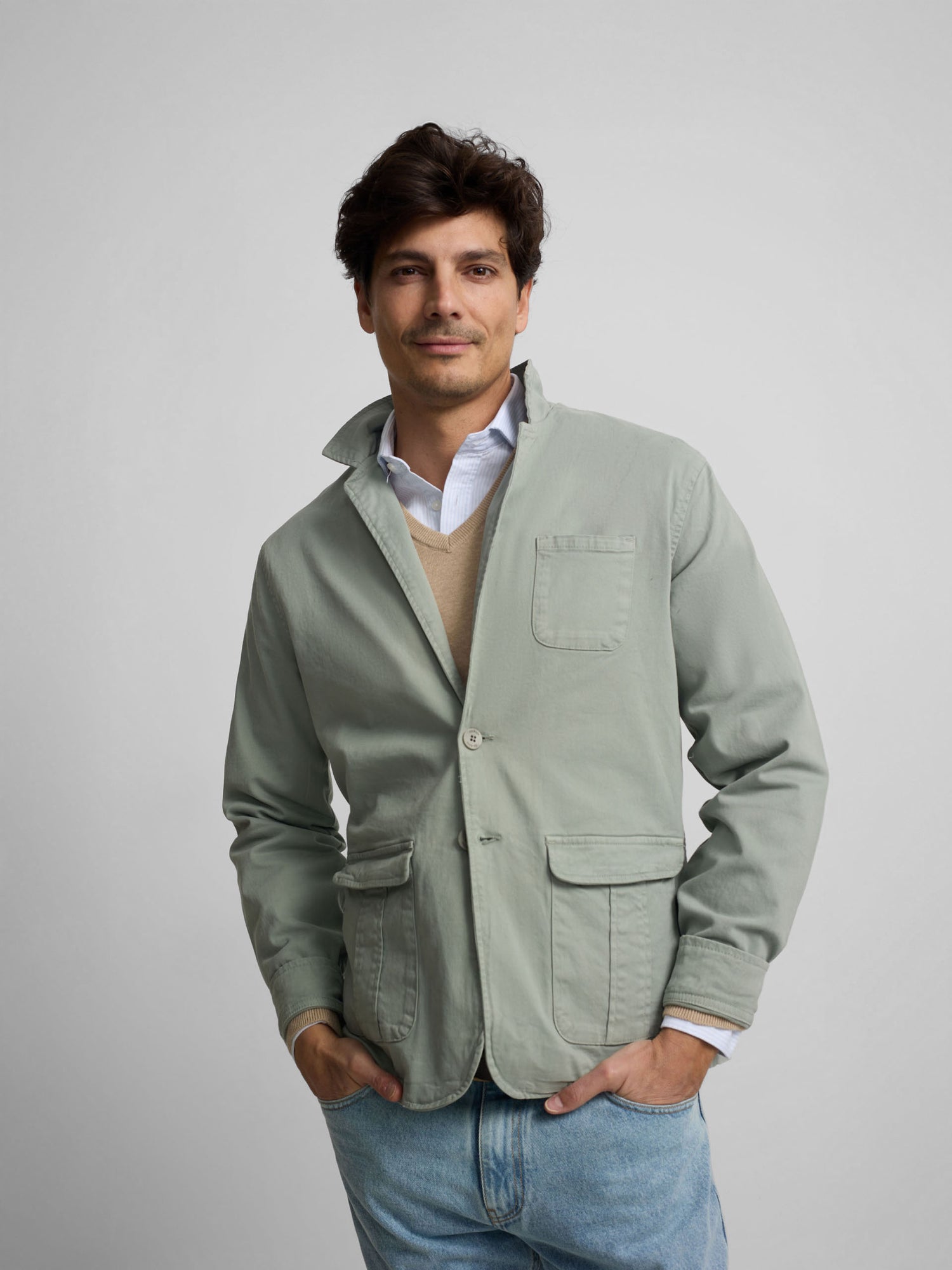 semi-blazer vert-gris