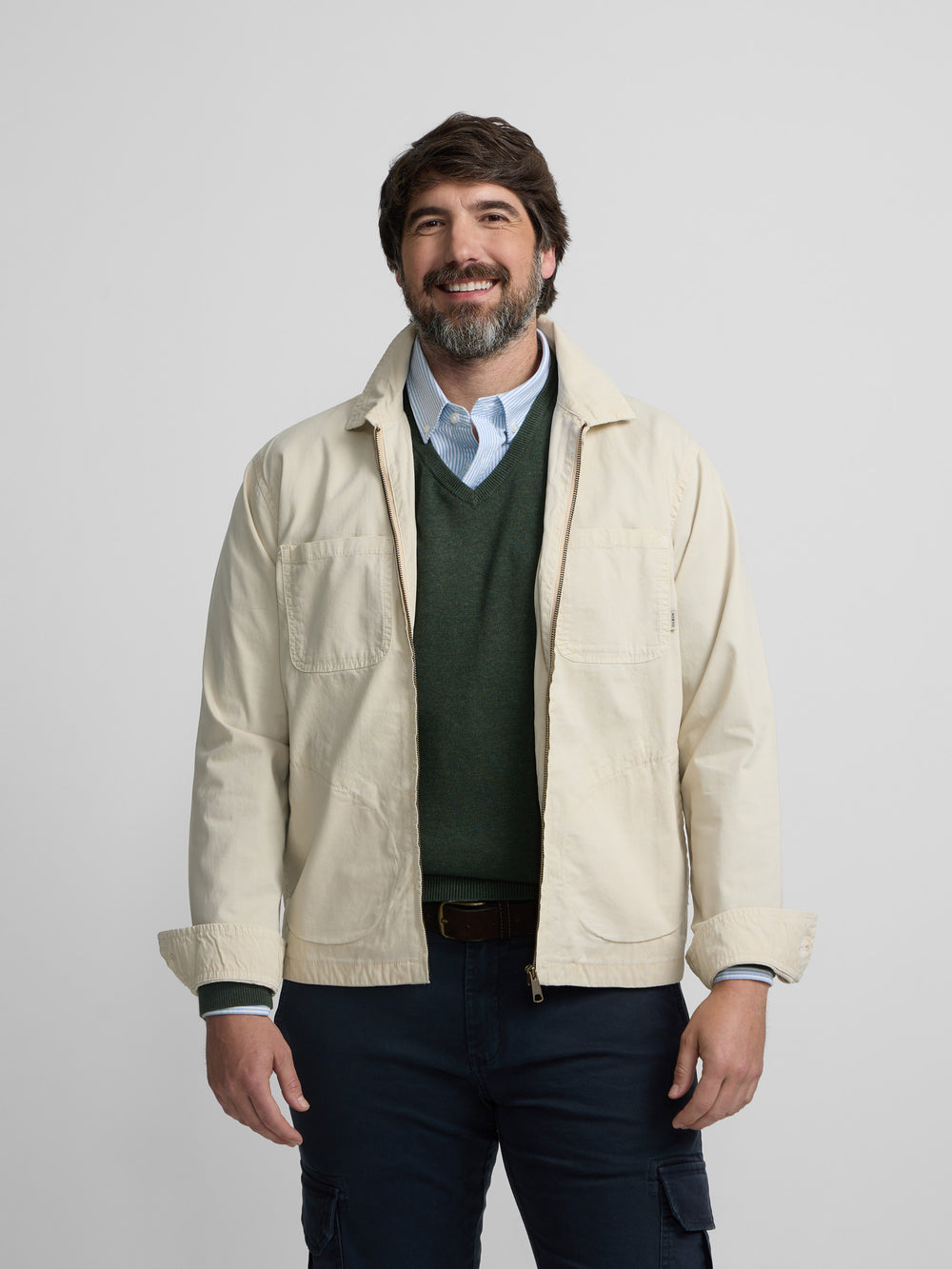 Chaqueta cuello Harrington piedra