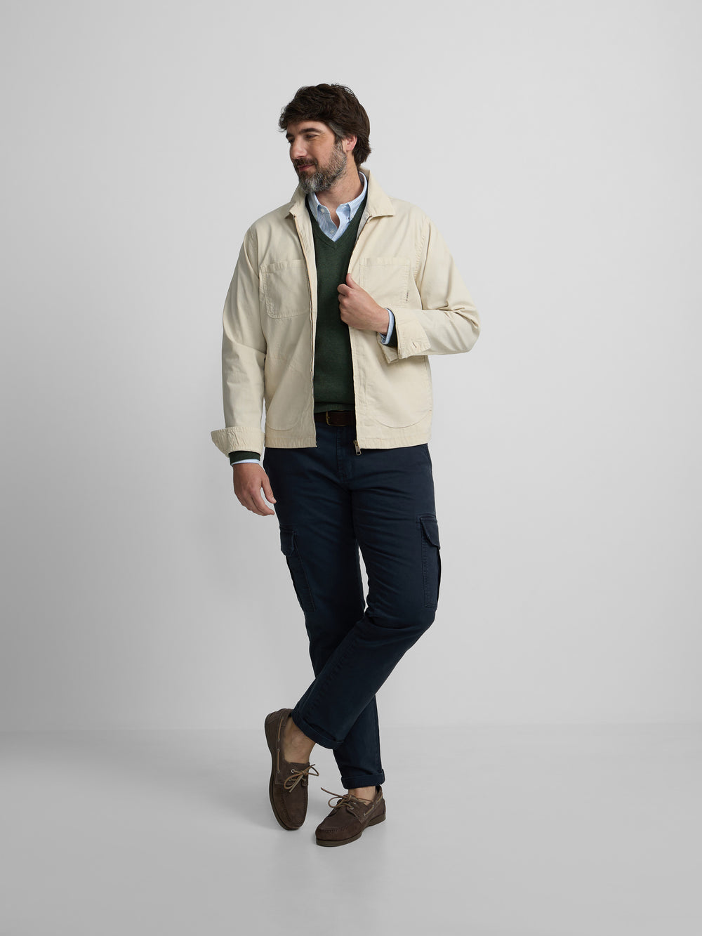 Chaqueta cuello Harrington piedra