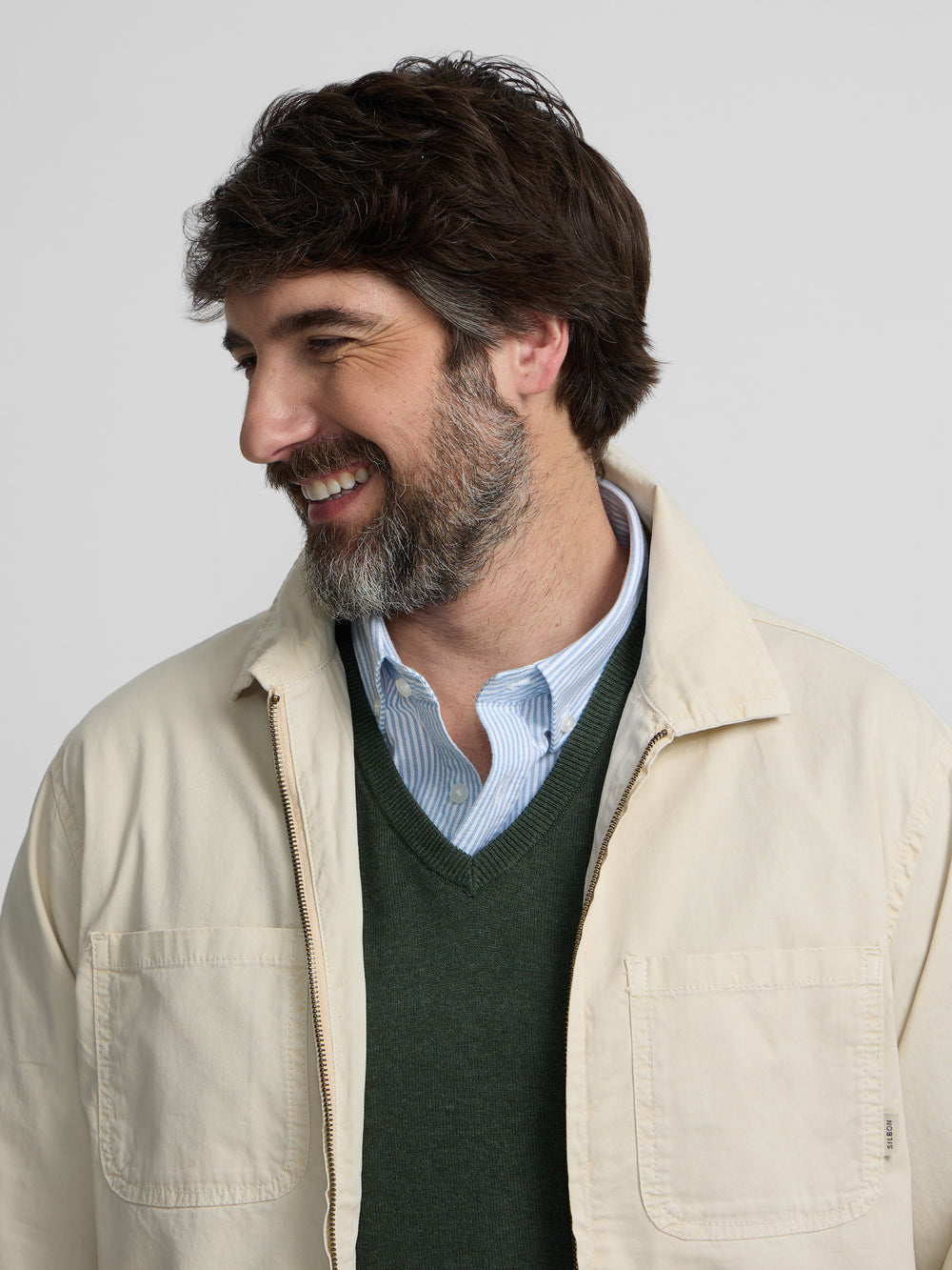 Chaqueta cuello Harrington piedra