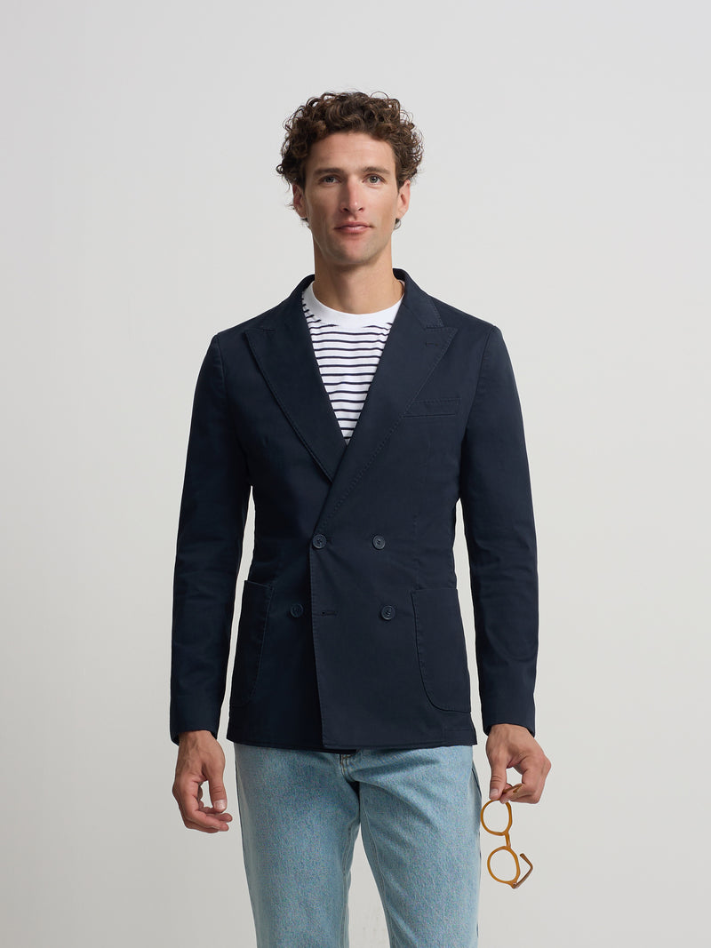 Americana cruzada casual azul marino