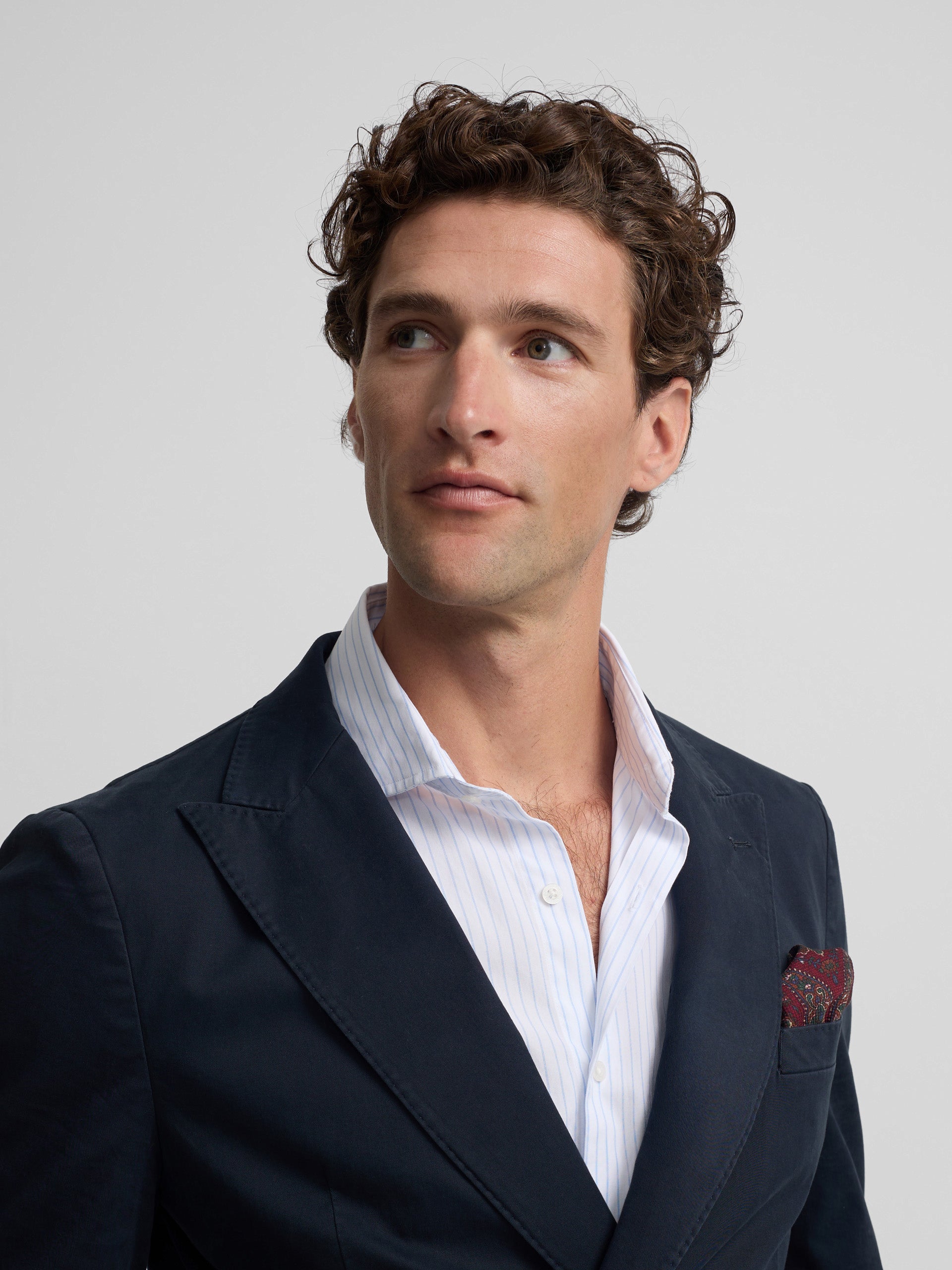 Navy blue casual double-breasted blazer