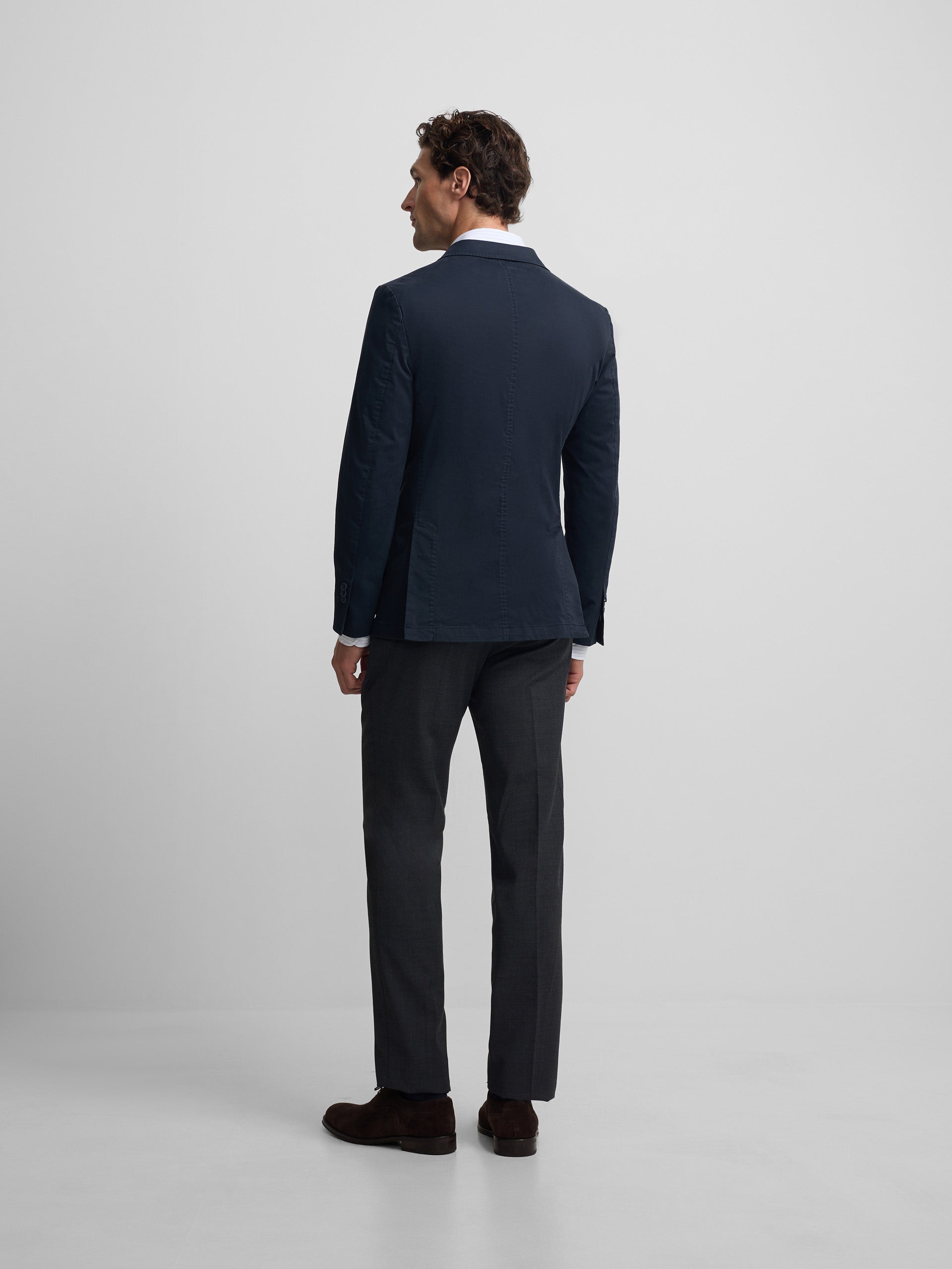 Navy blue casual double-breasted blazer