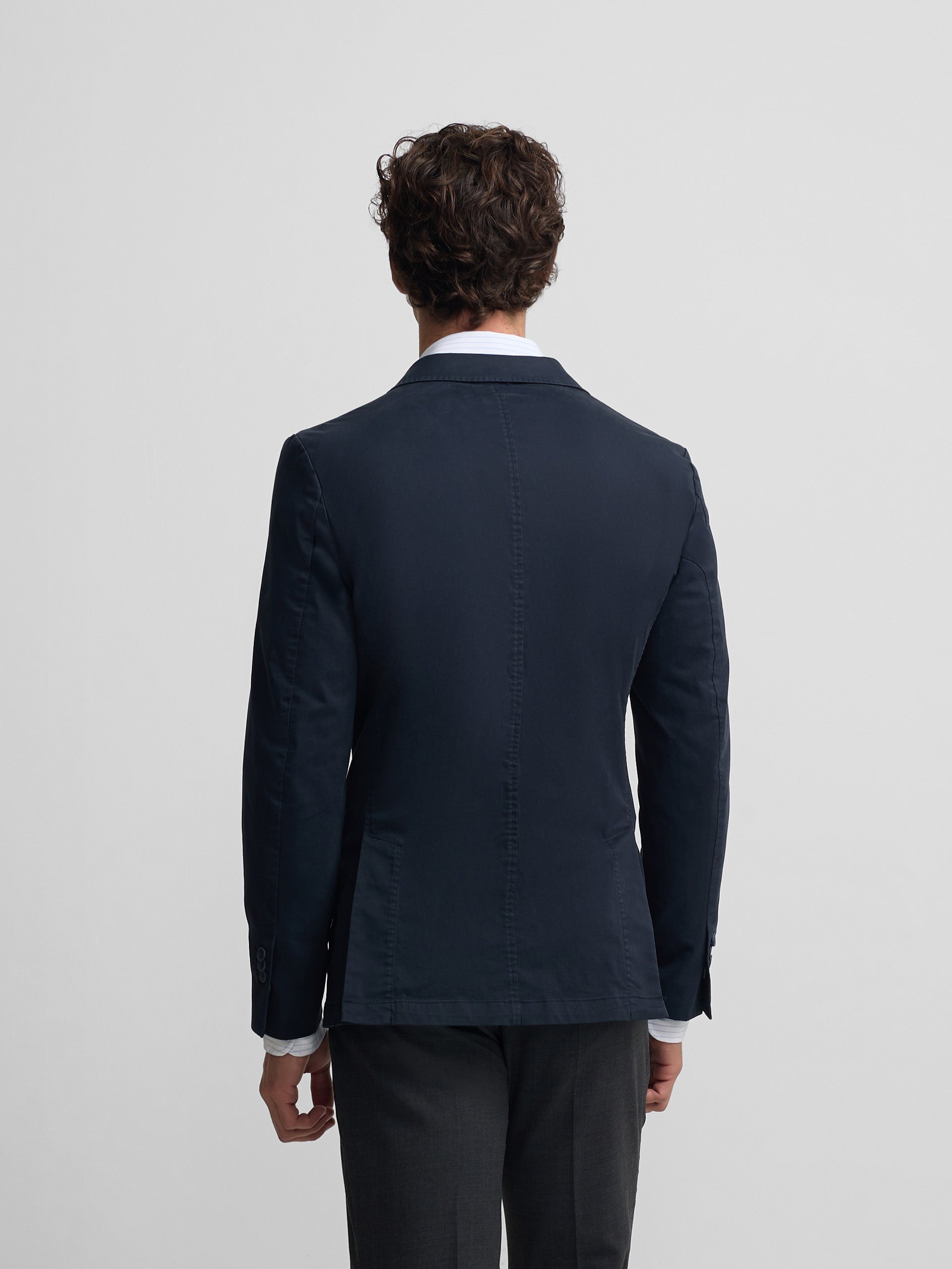 Navy blue casual double-breasted blazer
